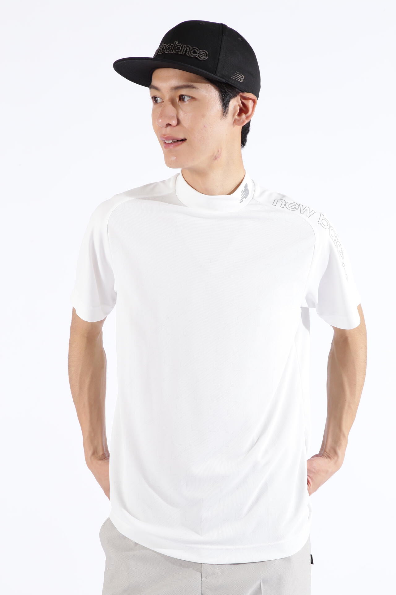 ドット千鳥格子 半袖 モックネック プルオーバー (MENS SPORT)
