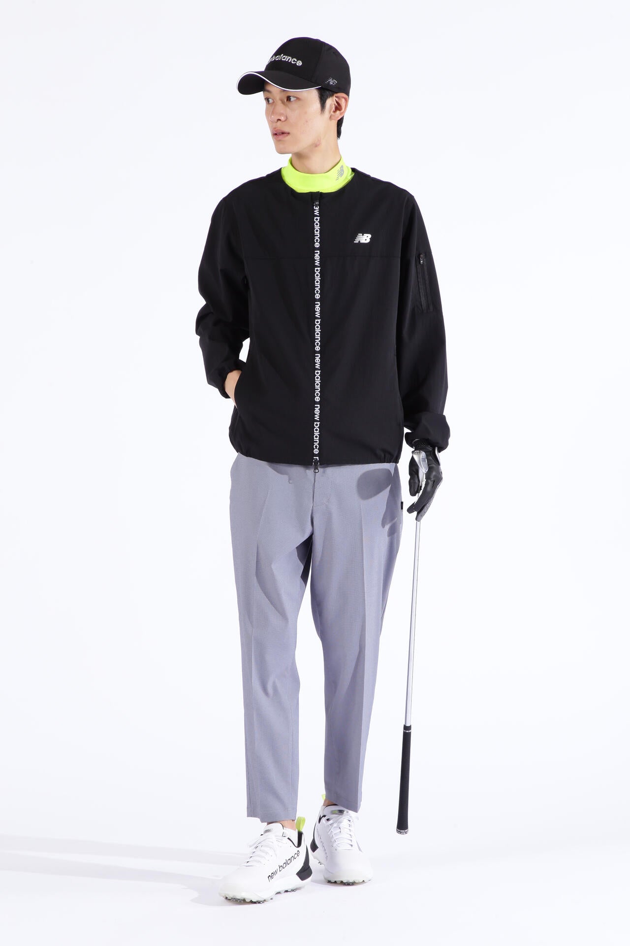 ドット千鳥格子 半袖 モックネック プルオーバー (MENS SPORT)