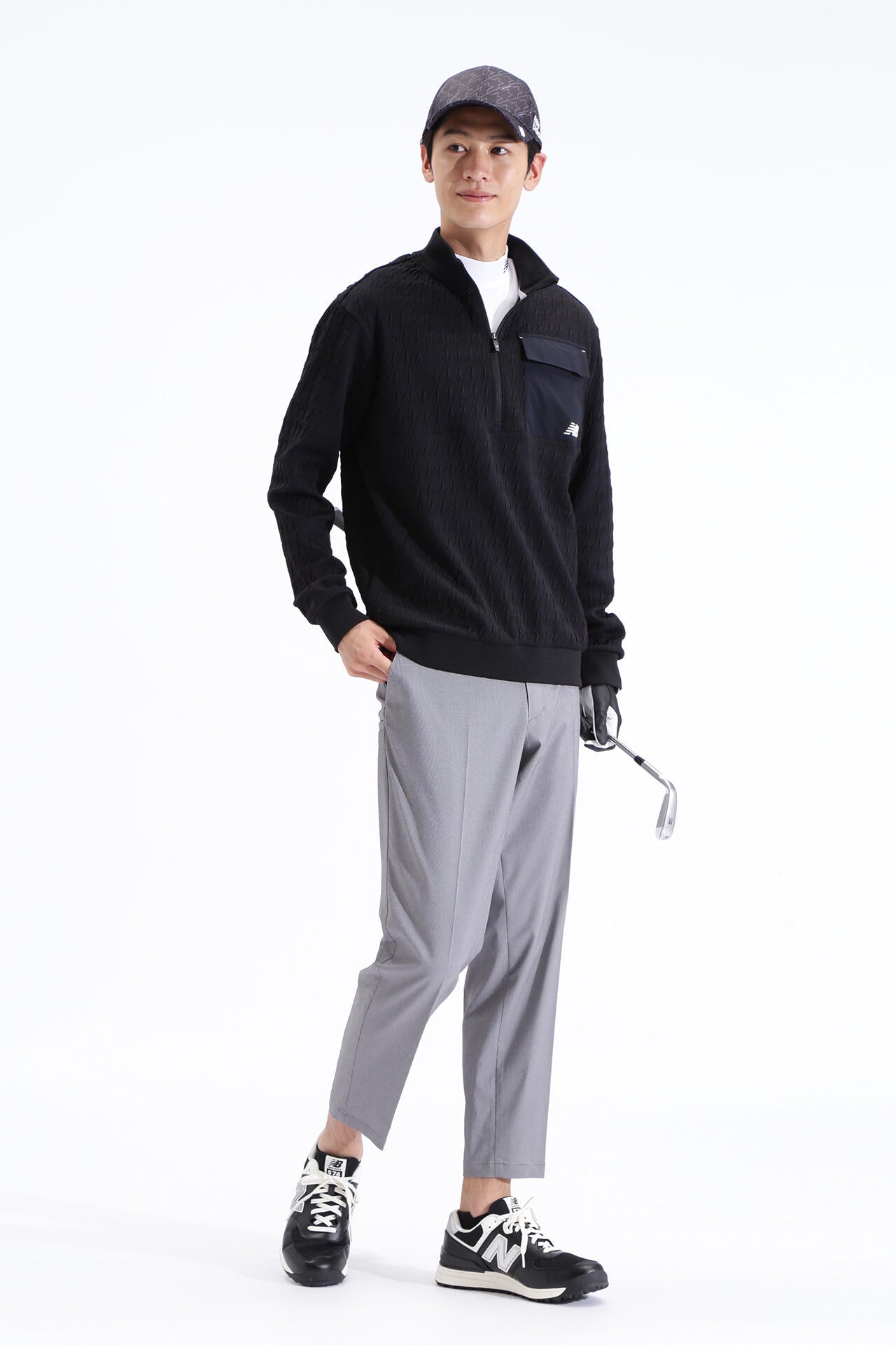 ポップコーンピケ 半袖 モックネック プルオーバー (MENS SPORT)