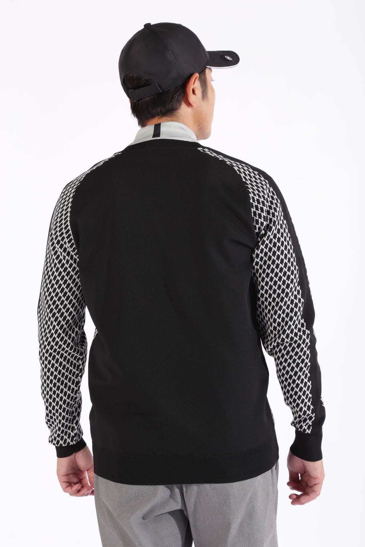 Nチェック柄 クルーネック ニット プルオーバー (MENS WORLD)