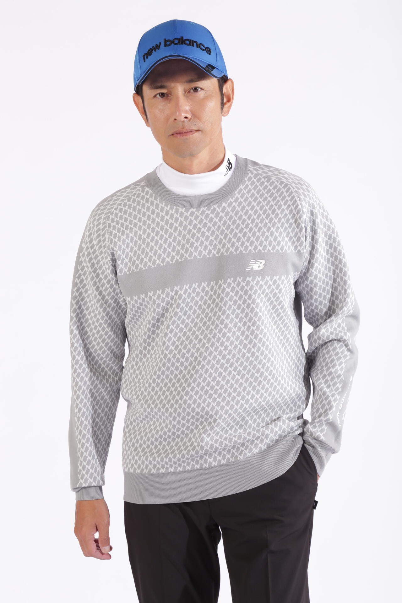 Nチェック柄 クルーネック ニット プルオーバー (MENS WORLD)