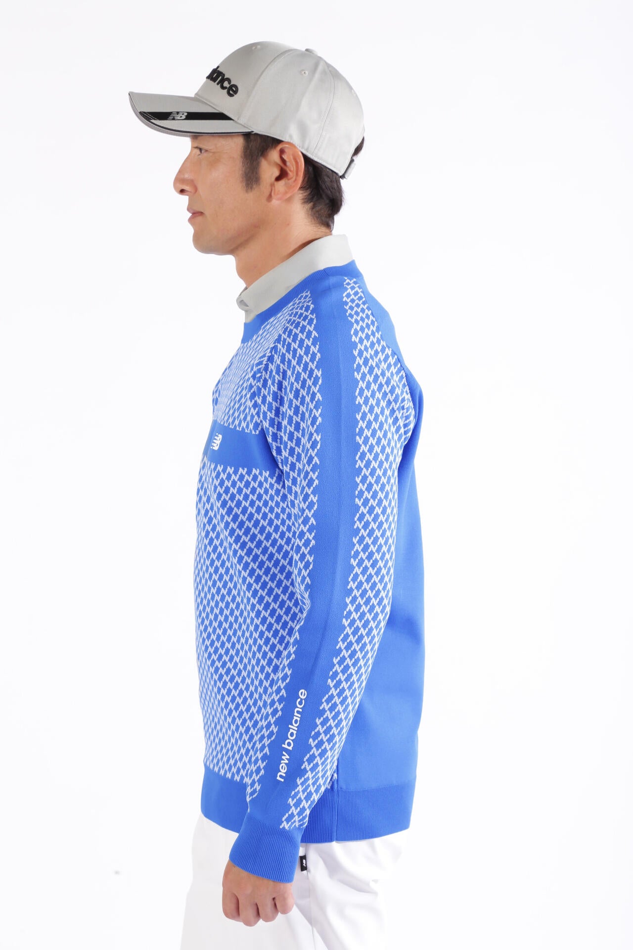 Nチェック柄 クルーネック ニット プルオーバー (MENS WORLD)
