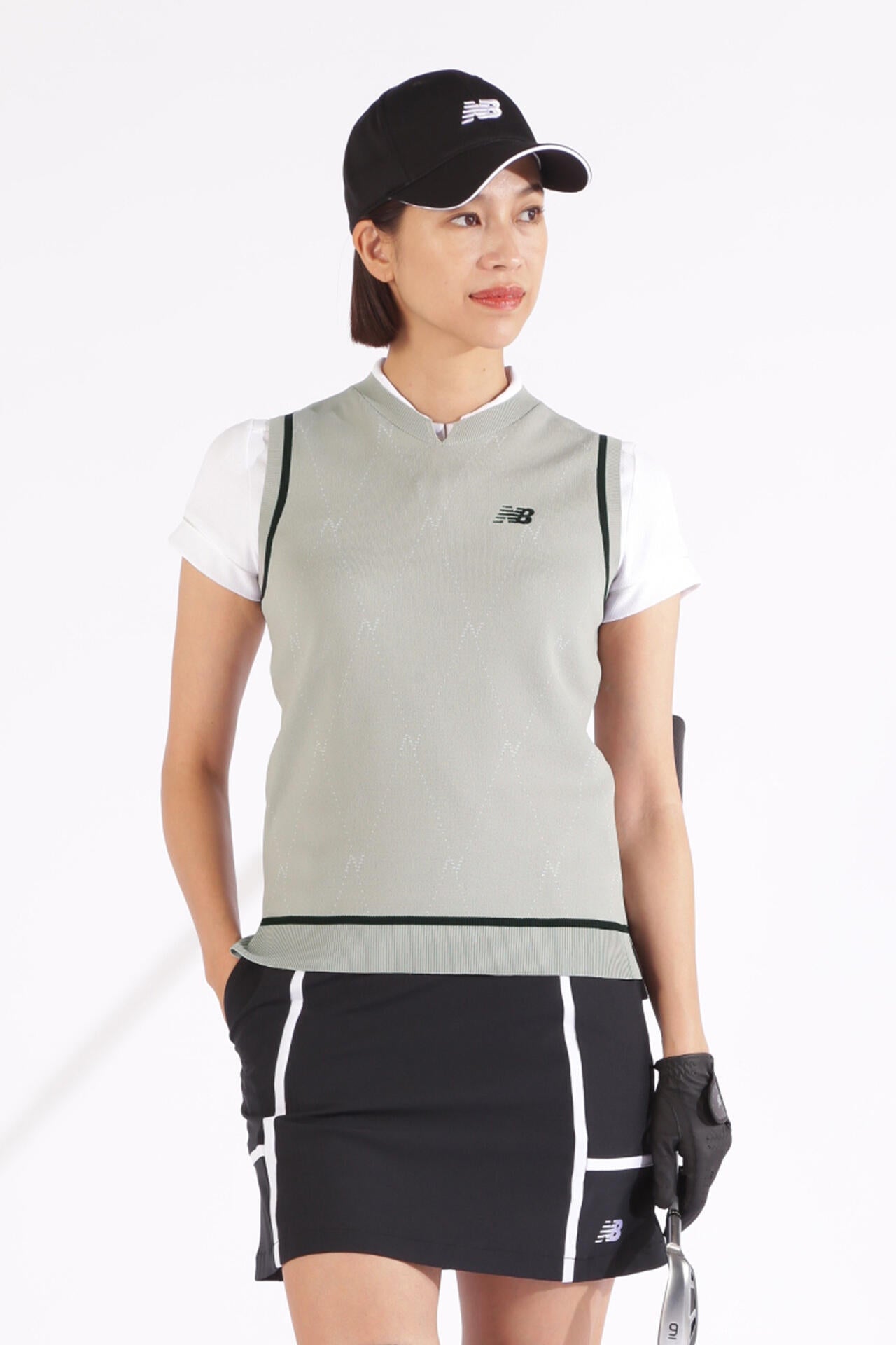 Nアーガイル クルーネック ニット ベスト (WOMENS WORLD)