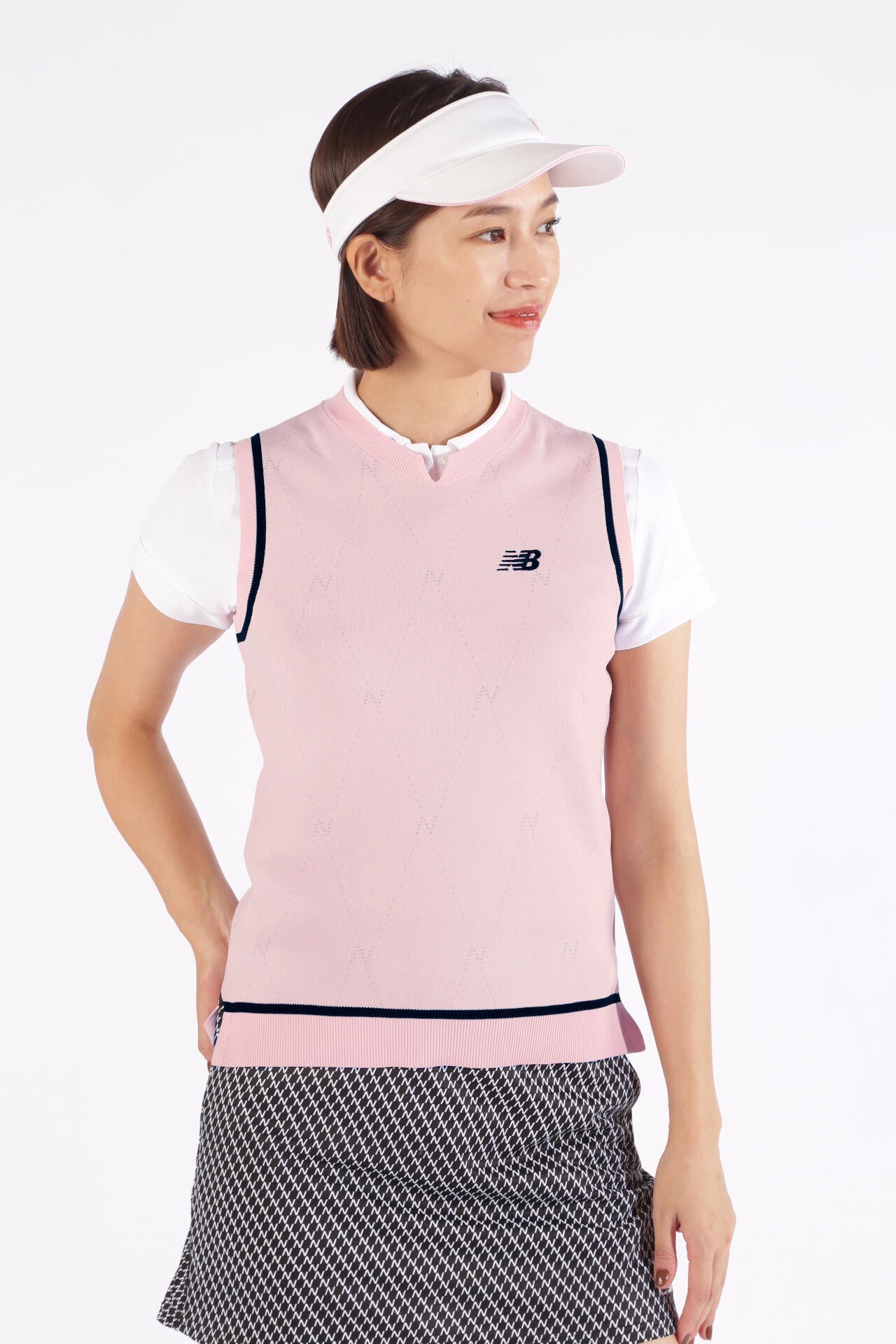 Nアーガイル クルーネック ニット ベスト (WOMENS WORLD)