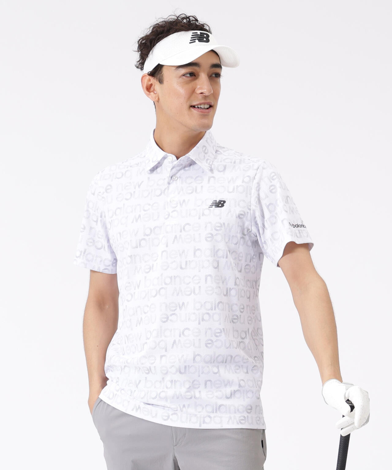グラデーションボーダーロゴ柄 半袖 カラーシャツ (MENS)