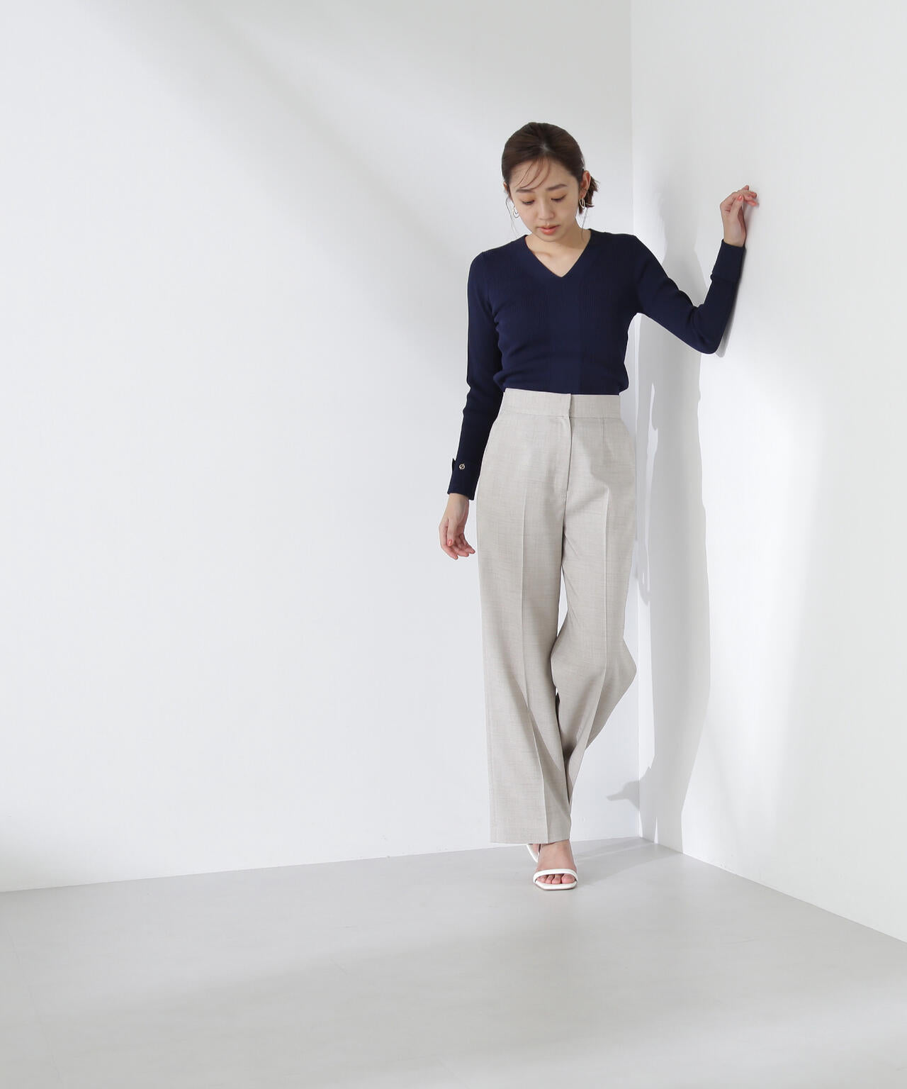 シャークスキンノーブル SETUP ストレートパンツ*