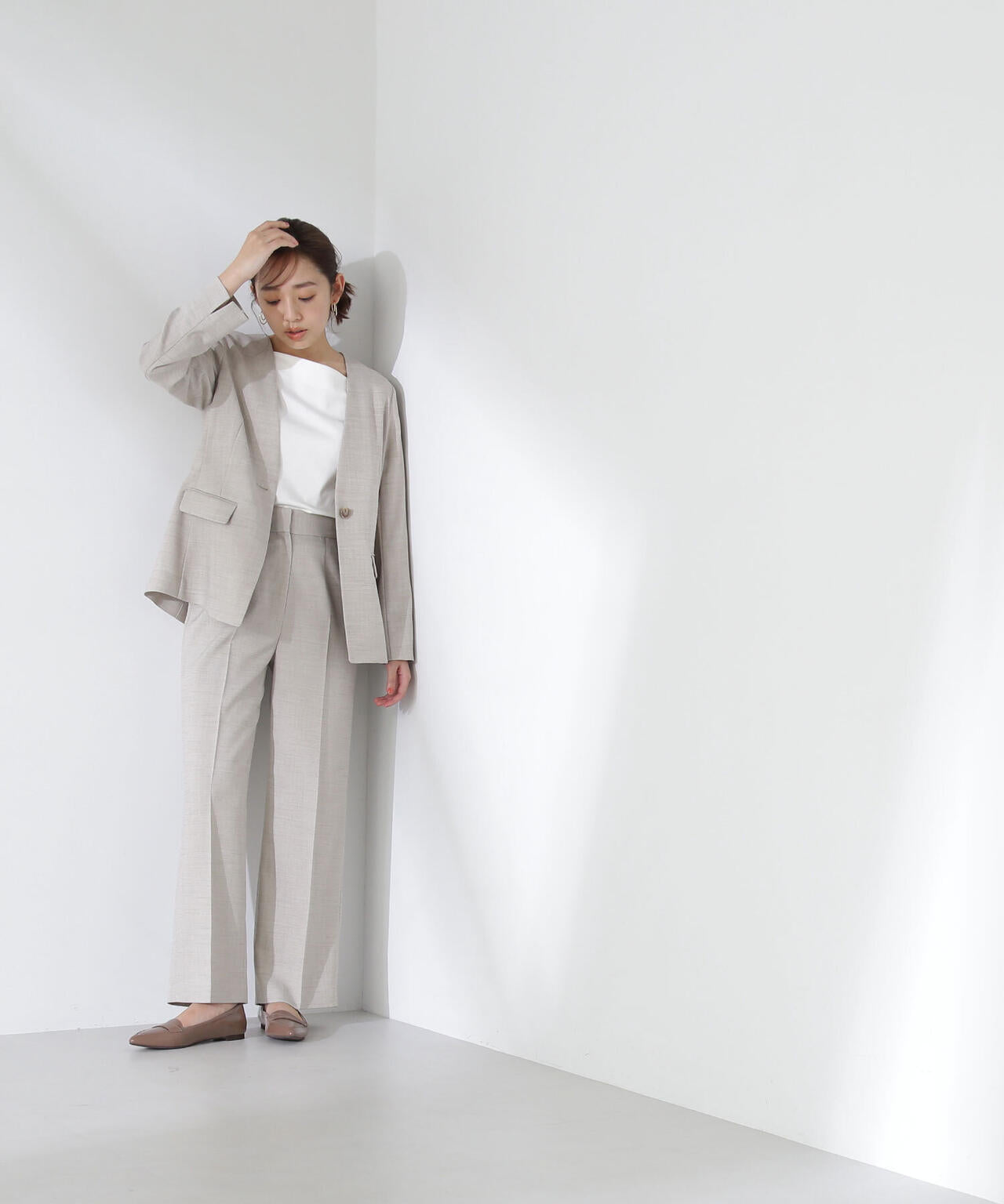 シャークスキンノーブル SETUP ストレートパンツ*