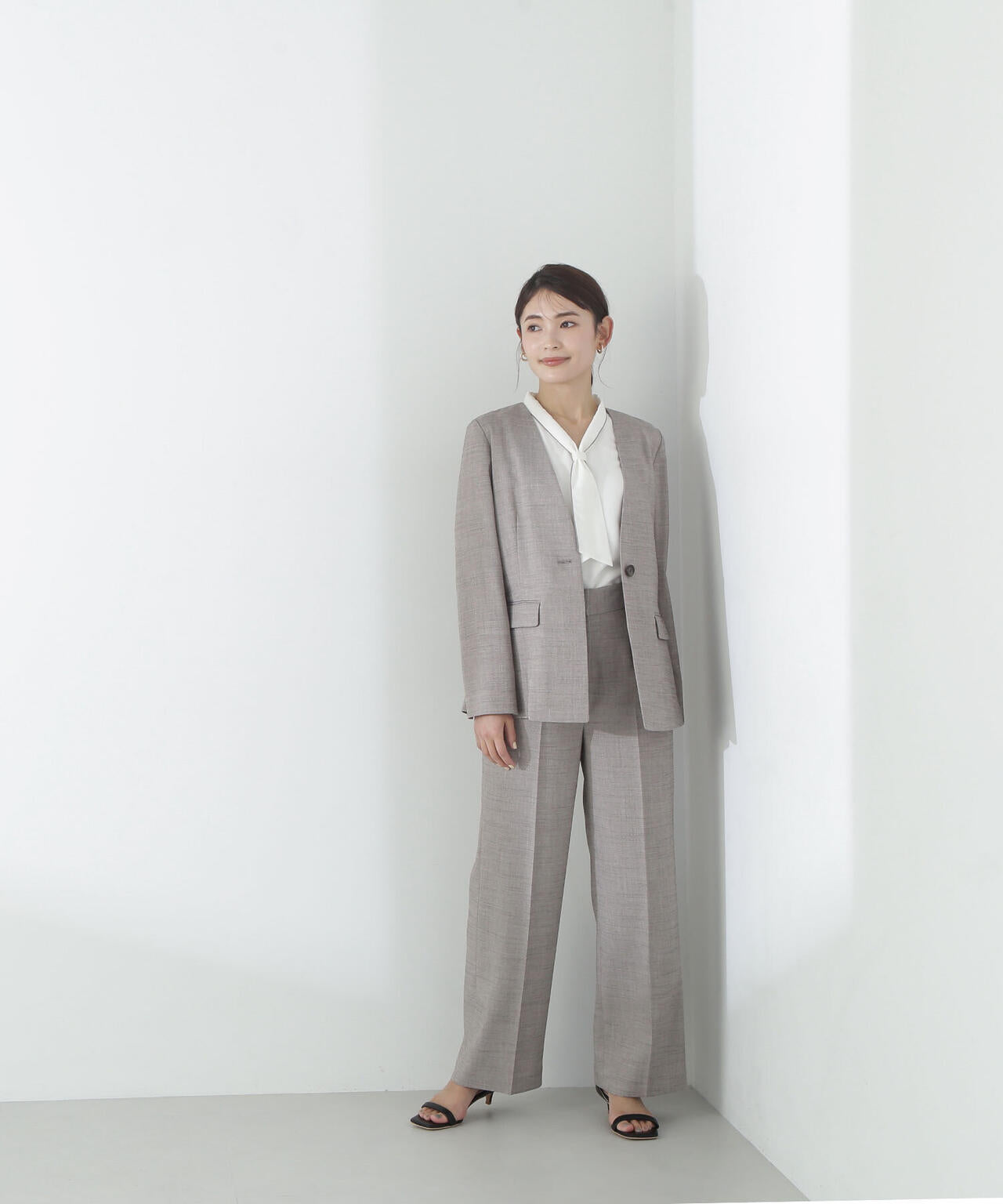 シャークスキンノーブル SETUP ストレートパンツ*