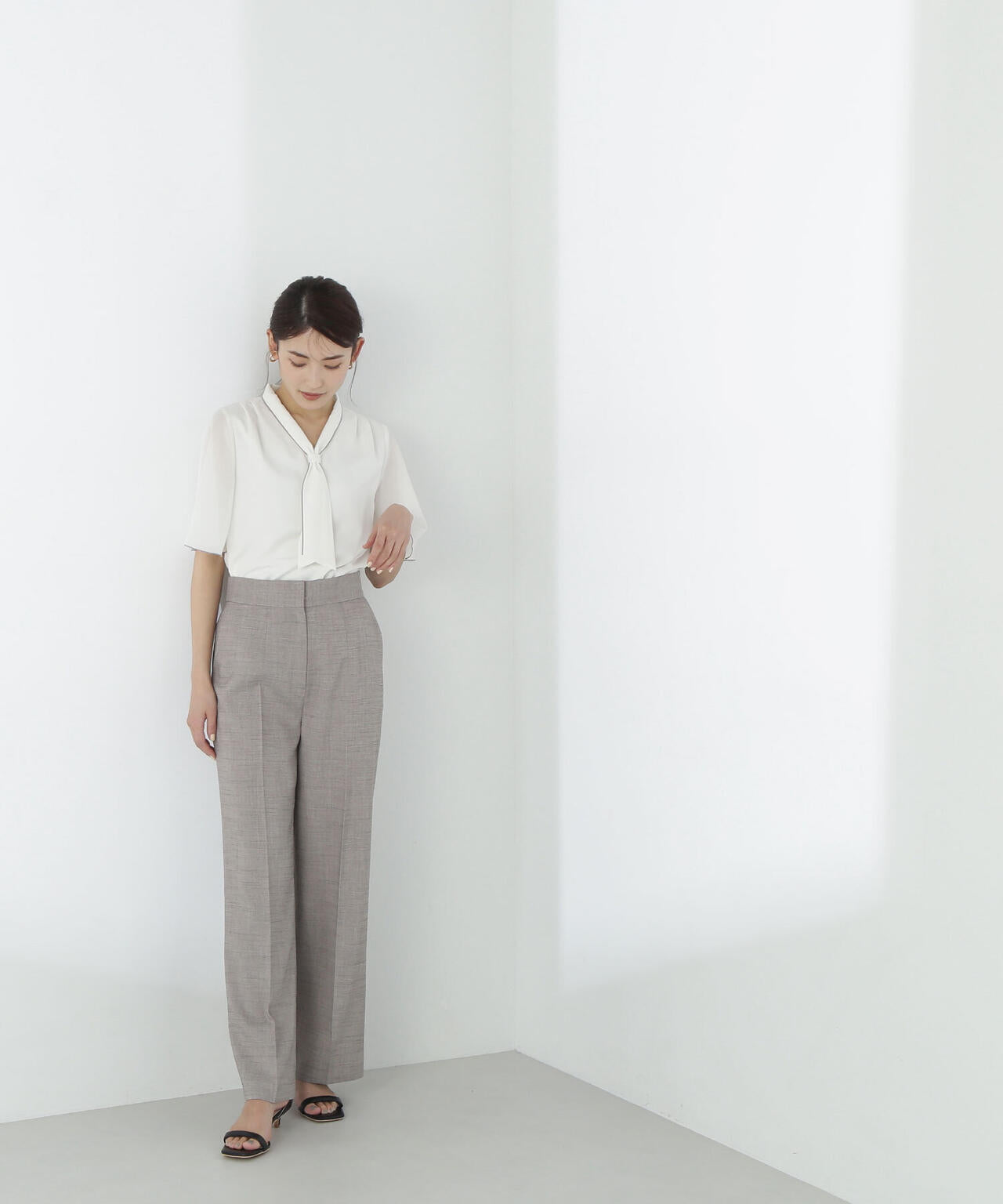 シャークスキンノーブル SETUP ストレートパンツ*