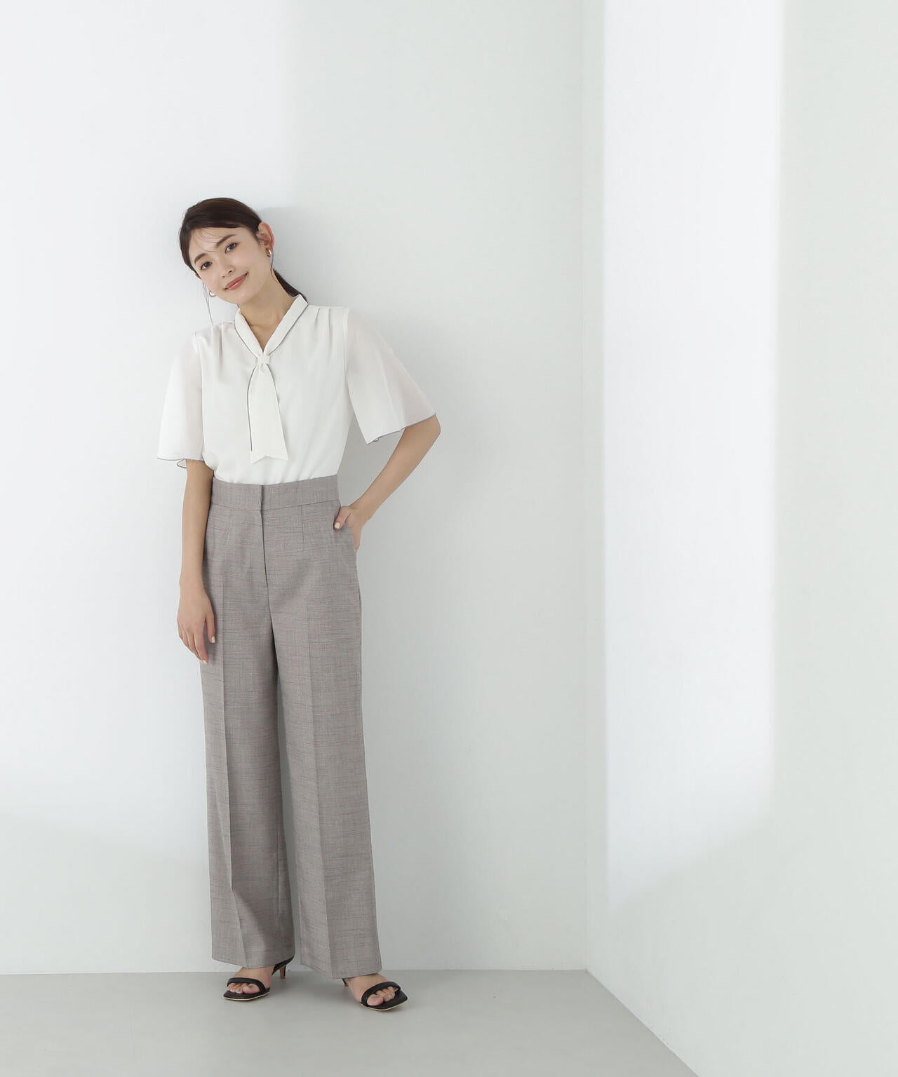 シャークスキンノーブル SETUP ストレートパンツ*