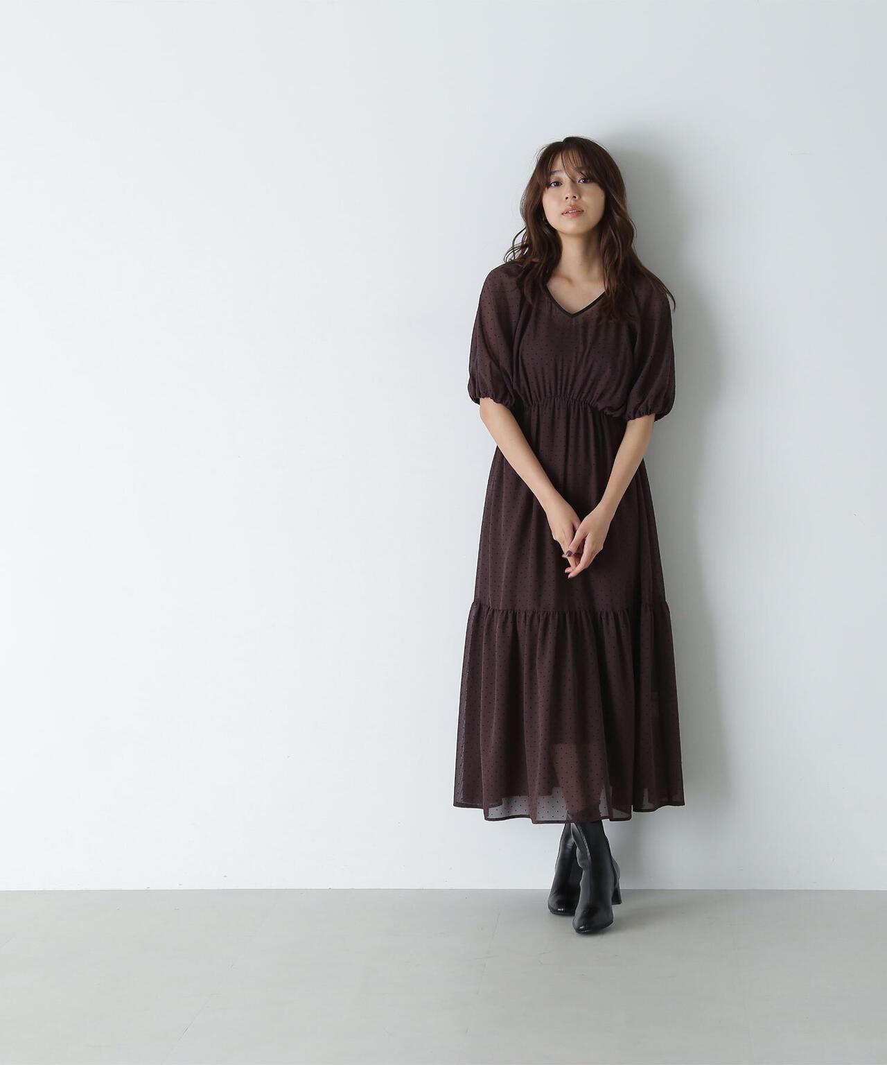 フロッキードットシアーワンピース*