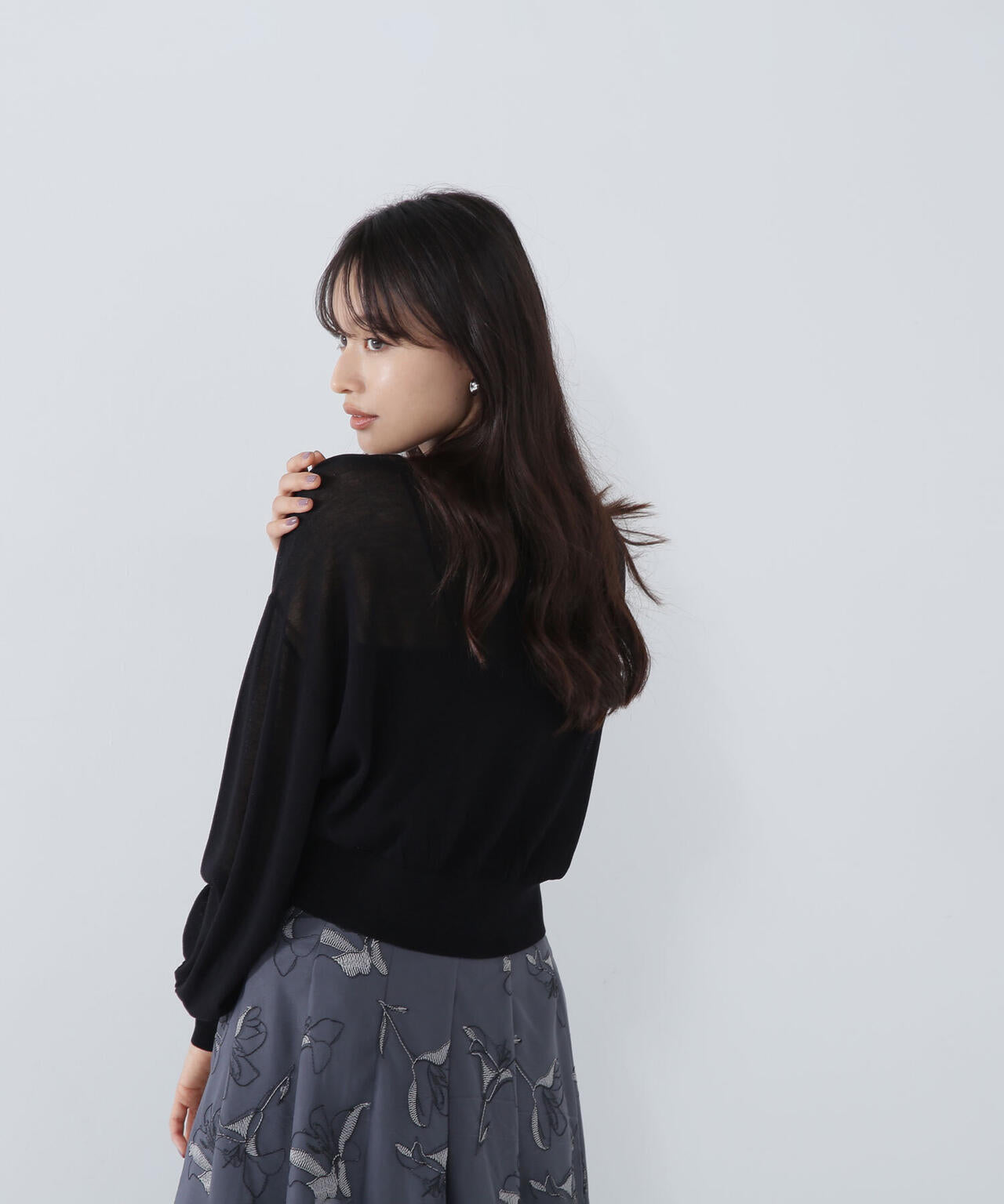 フォルムスリーブシアーカーディガン*