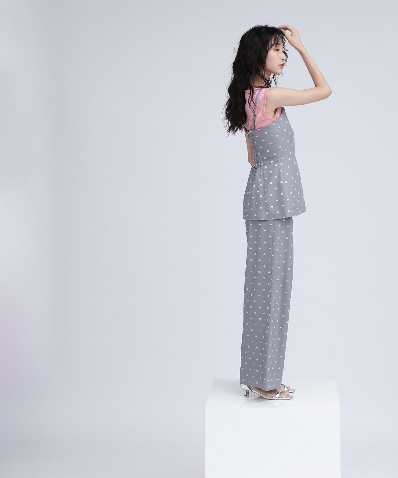 ドット刺繍パンツ*