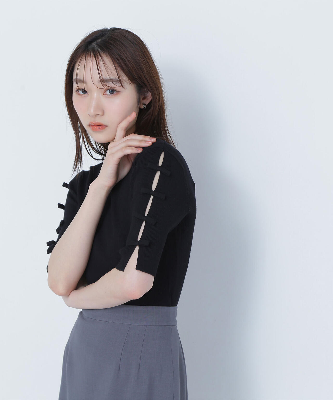 リボンスリーブニット*