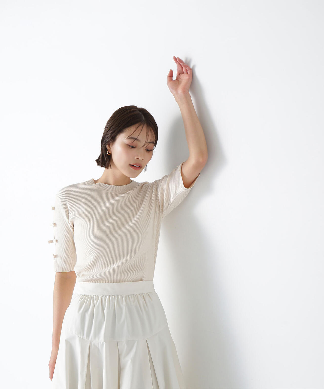 リボンスリーブニット*