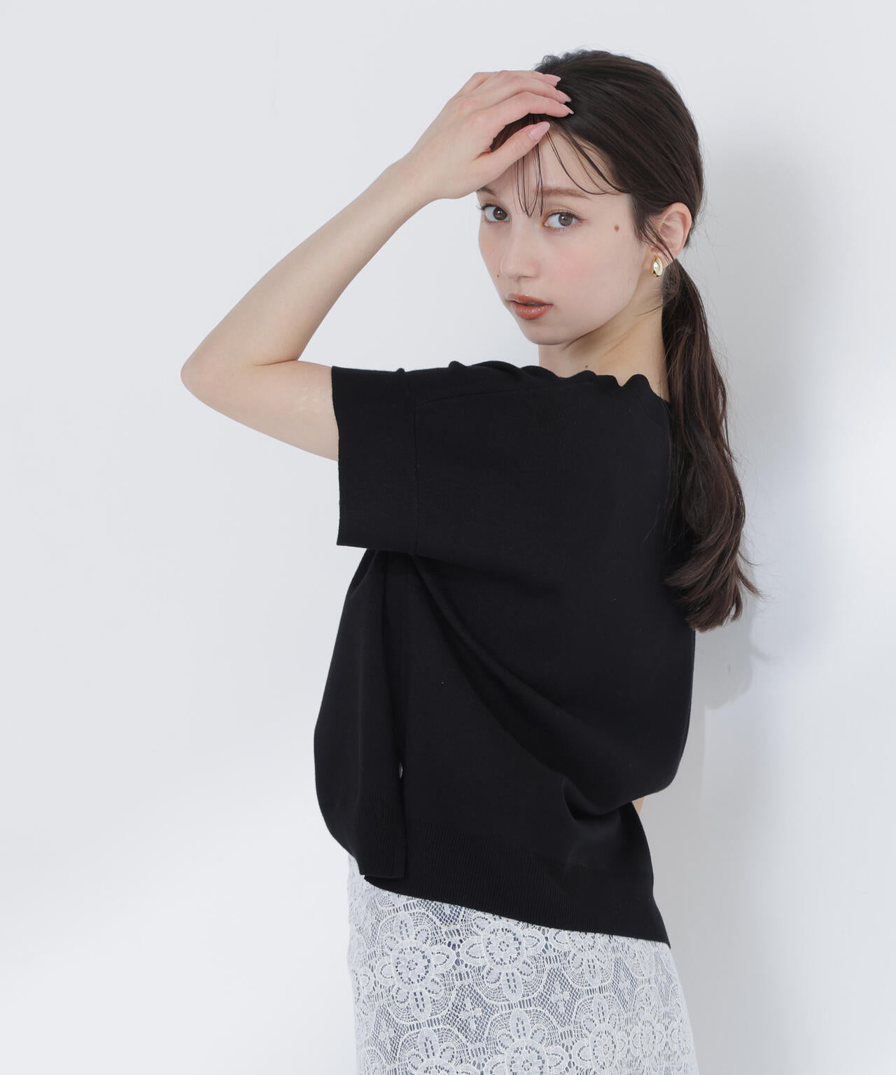 <sweet掲載>総針ベーシック Vネックニット