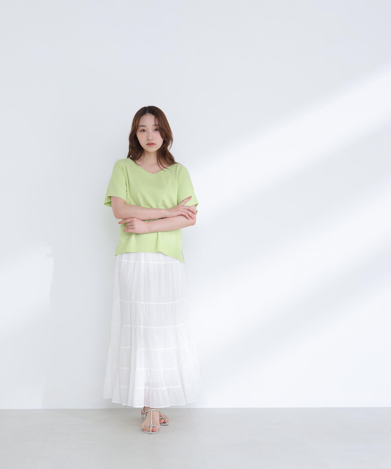 <sweet掲載>総針ベーシック Vネックニット