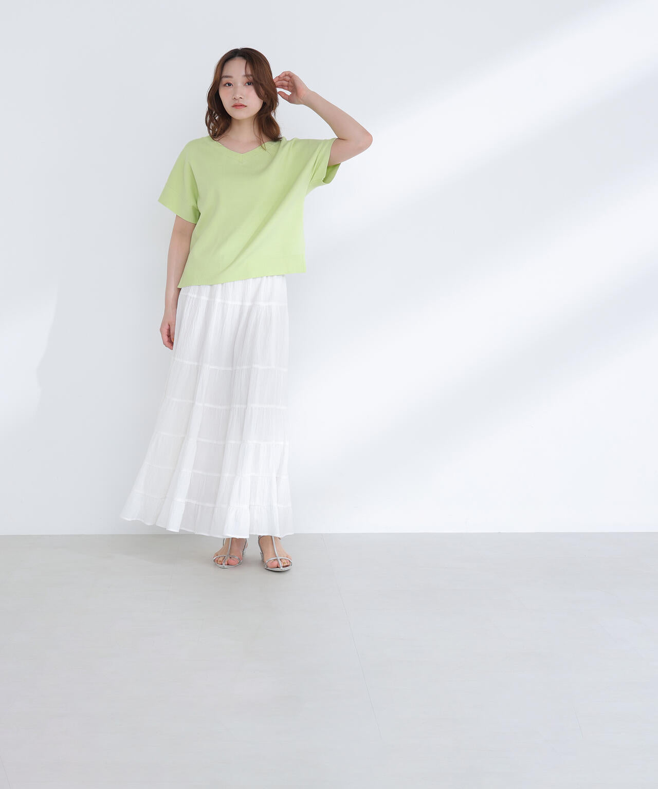 <sweet掲載>総針ベーシック Vネックニット