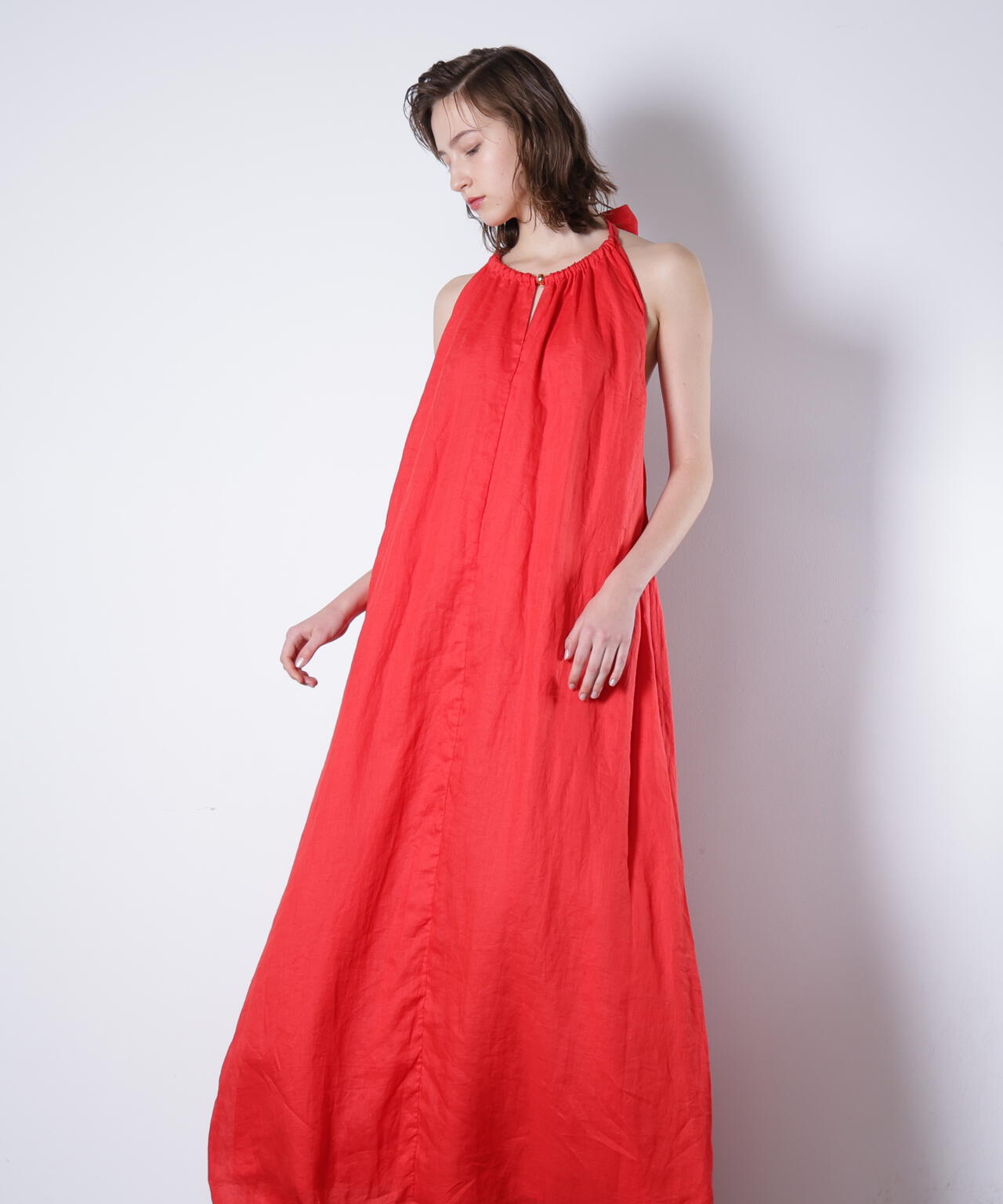 ホルターネックラミードレス_