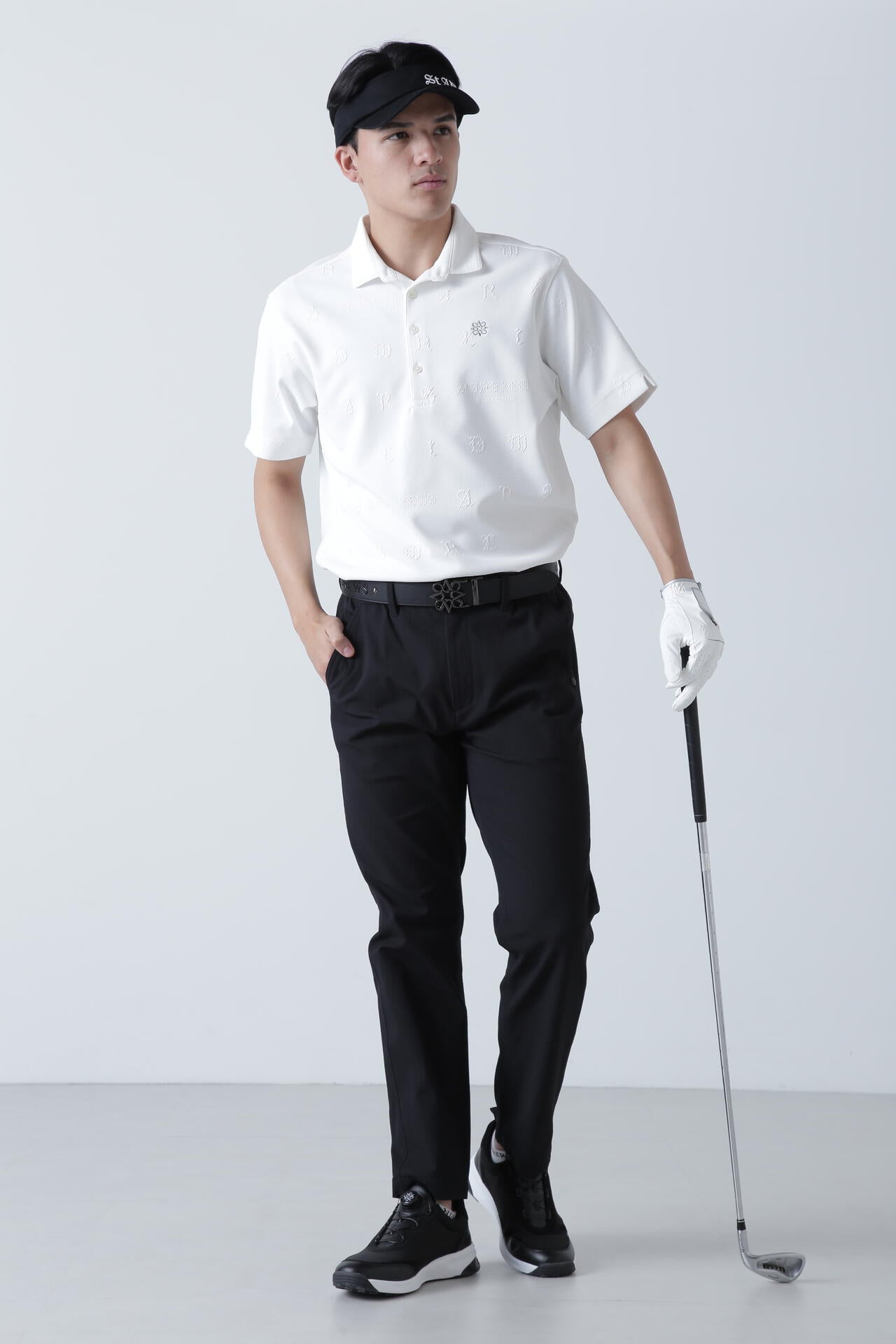 ふくれジャガードロゴ半袖ポロシャツ (MENS)
