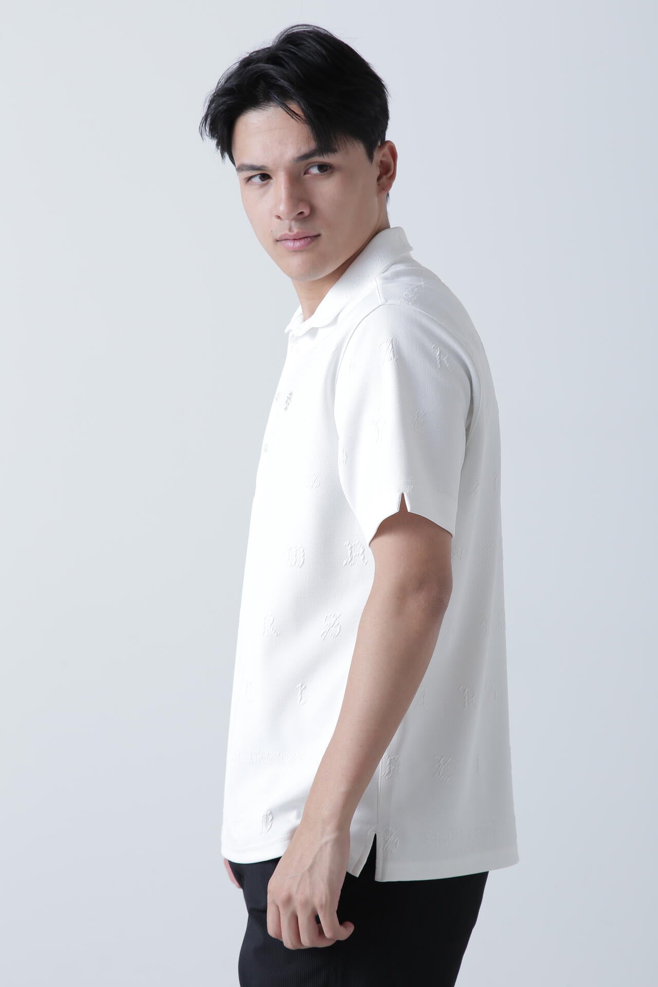 ふくれジャガードロゴ半袖ポロシャツ (MENS)