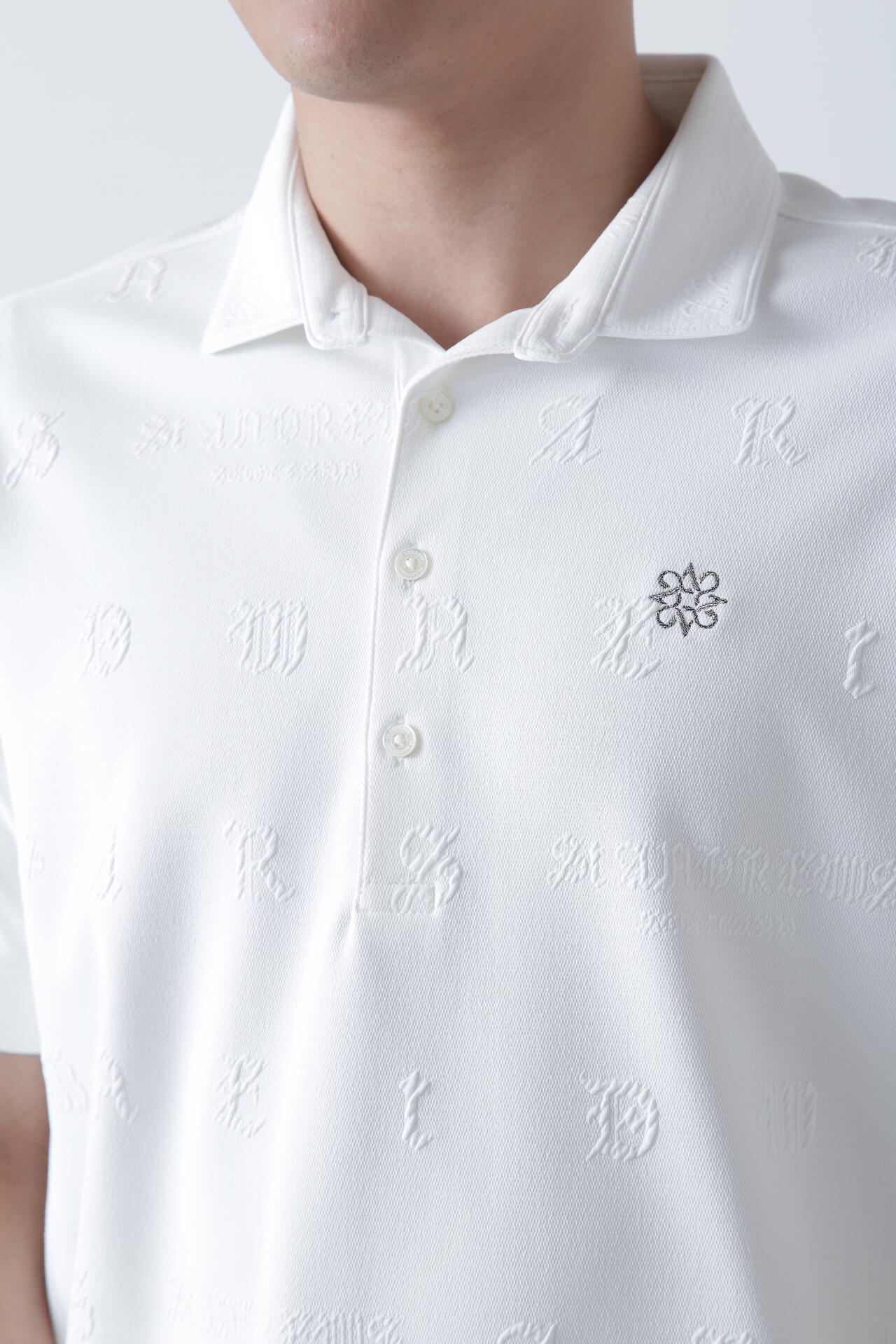 ふくれジャガードロゴ半袖ポロシャツ (MENS)