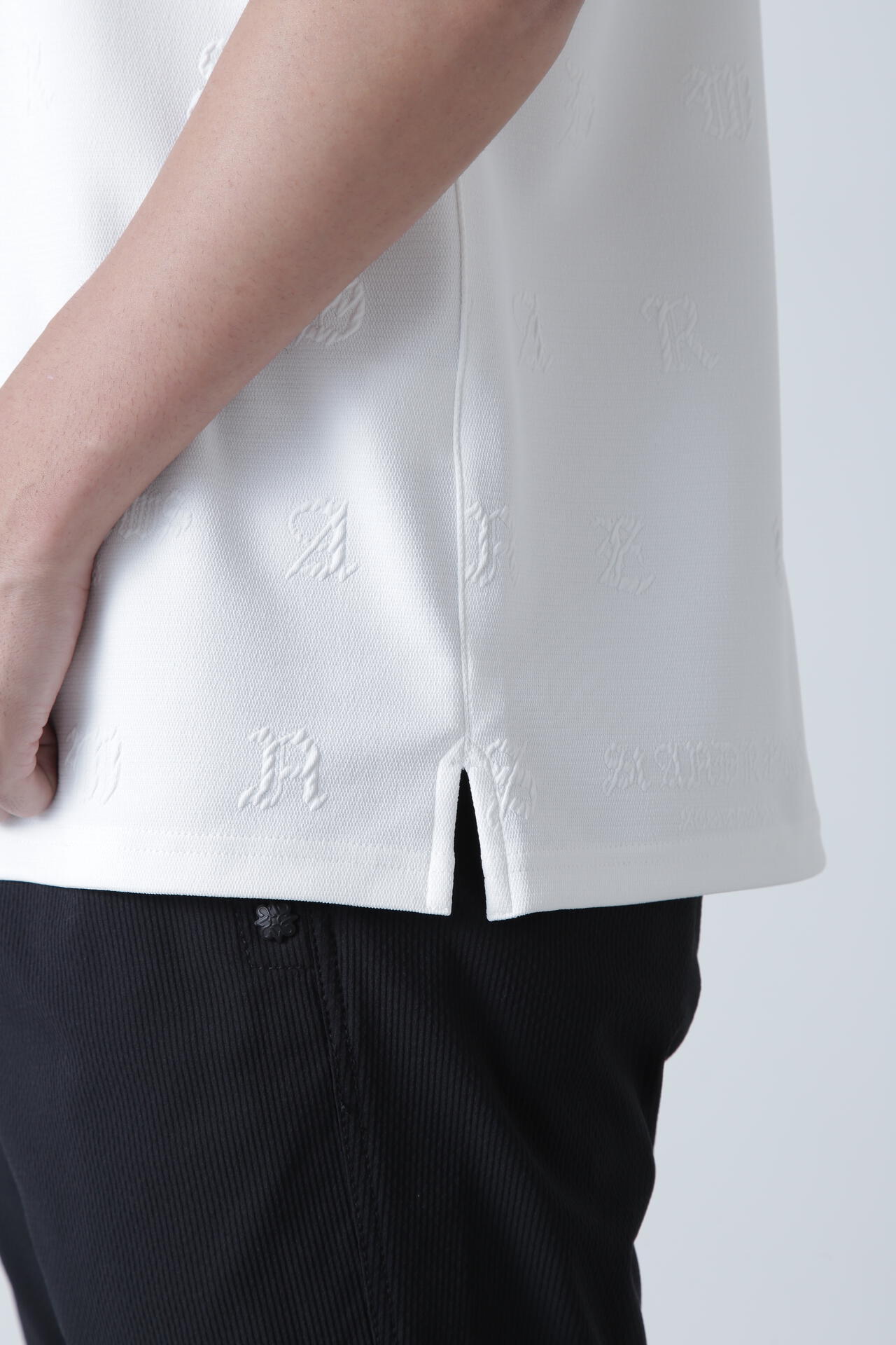 ふくれジャガードロゴ半袖ポロシャツ (MENS)