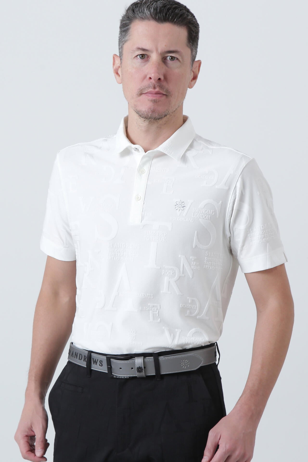 コンセプト柄リンクス無地半袖シャツ (MENS)
