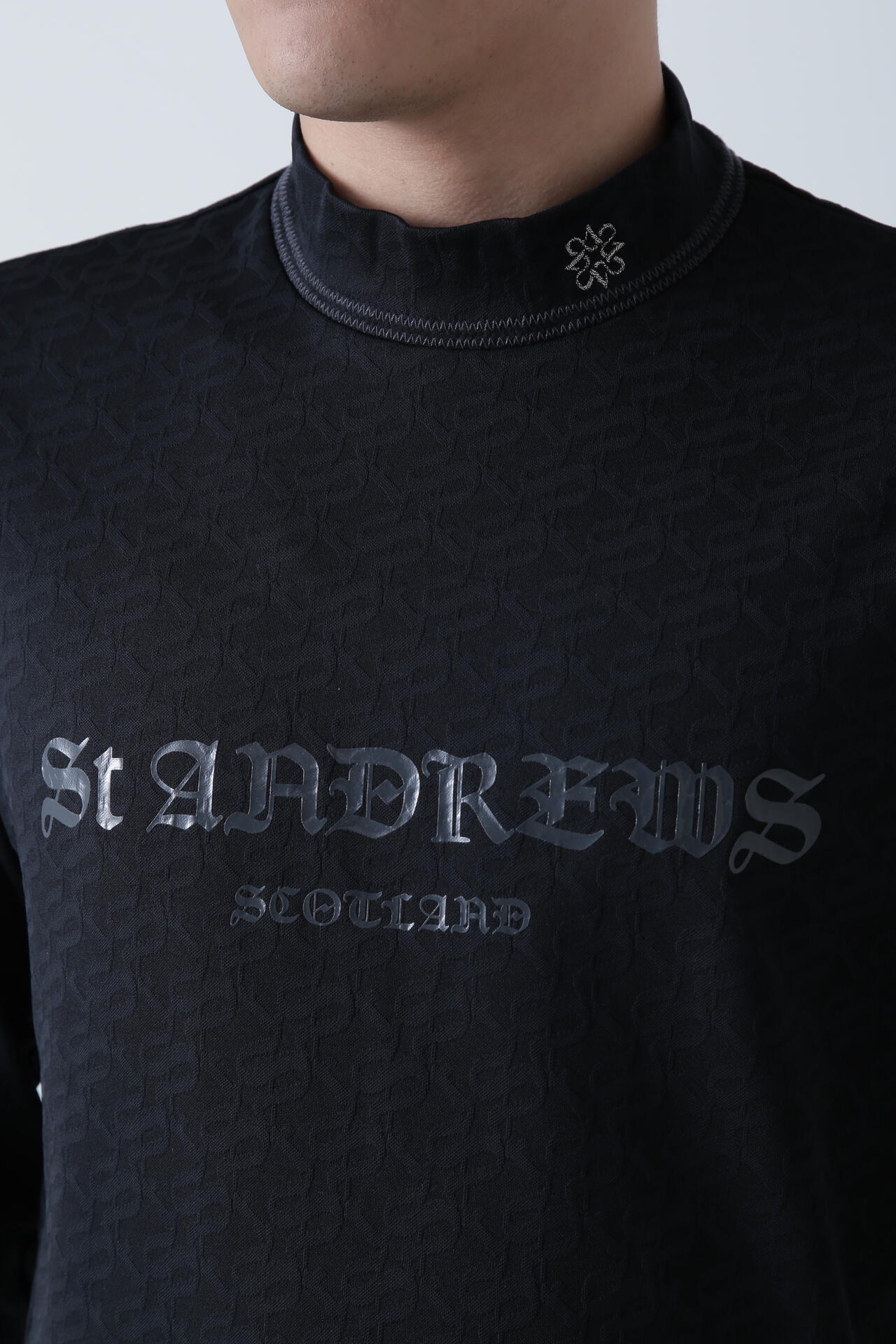 STAドットジャガード長袖ハイネックカットソー (MENS)