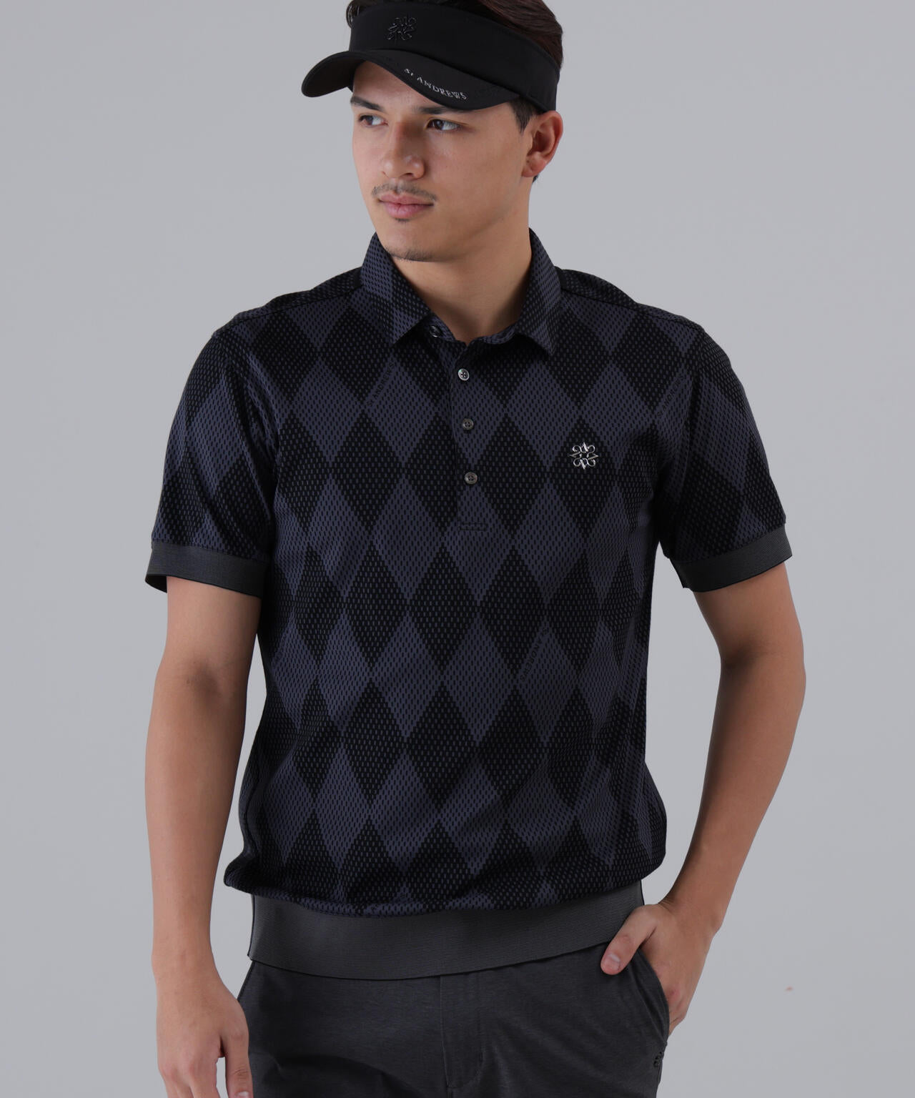 【UVカット】ダイヤジャガード半袖シャツ (MENS)