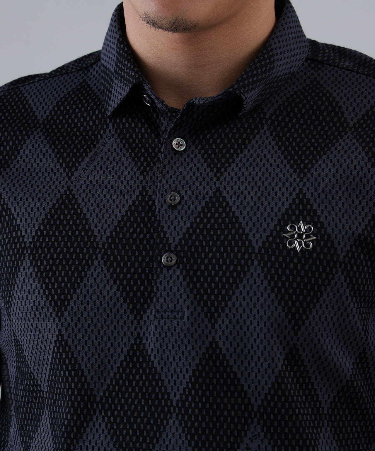 【UVカット】ダイヤジャガード半袖シャツ (MENS)