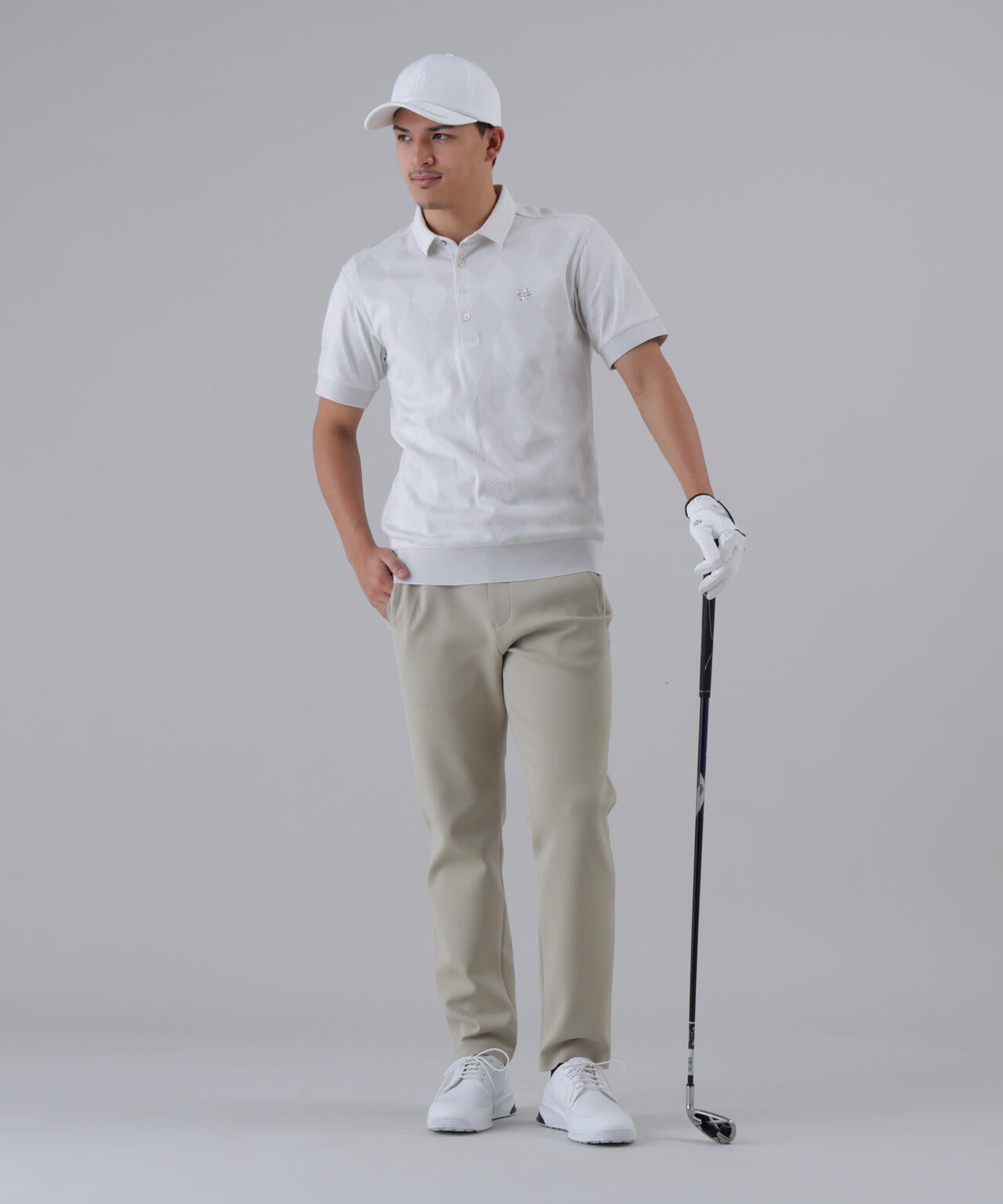 【UVカット】ダイヤジャガード半袖シャツ (MENS)