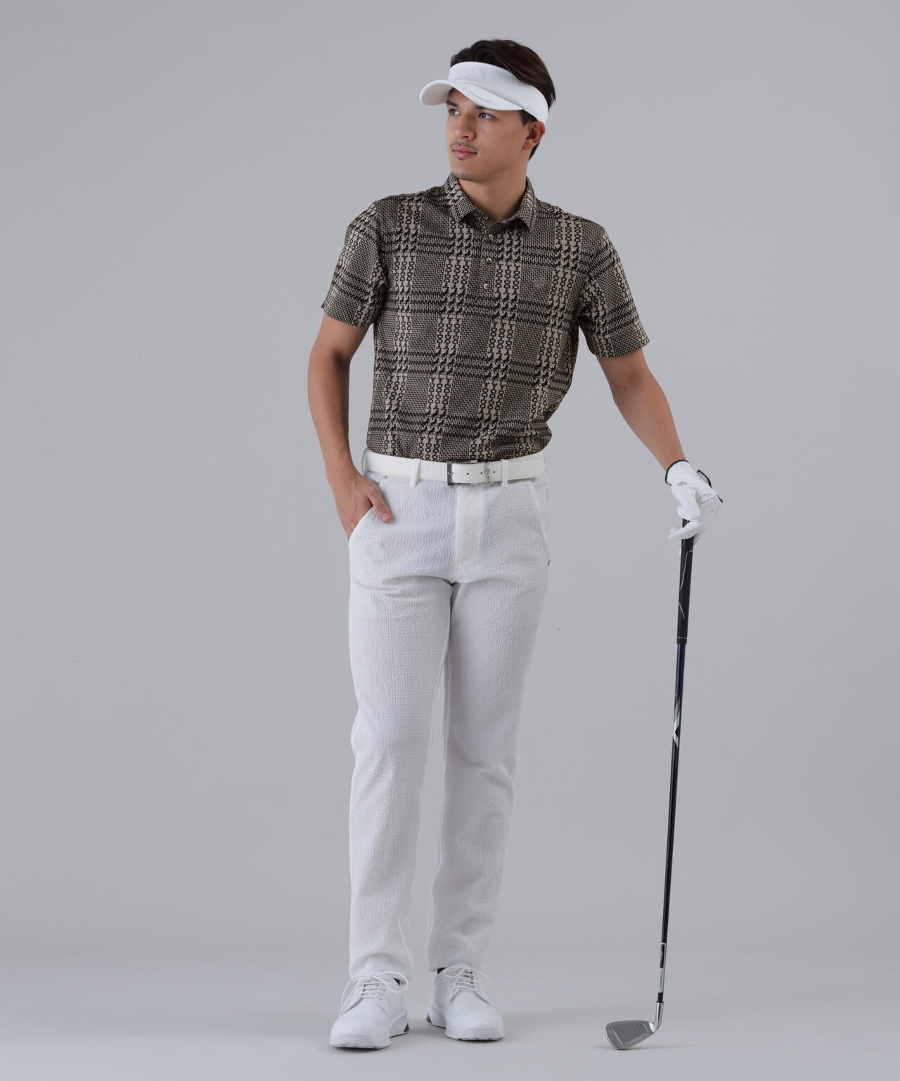 【吸水速乾】ホースビットチェックジャガード半袖シャツ (MENS)