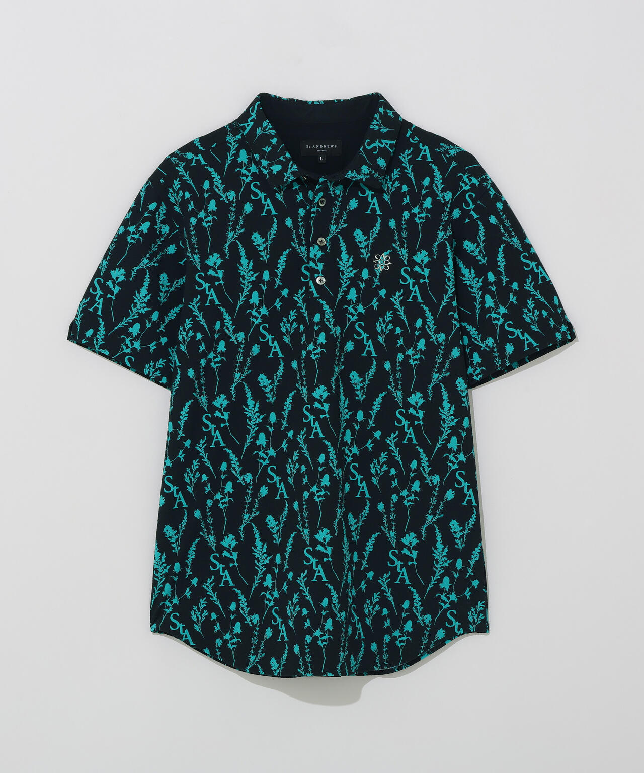 【ストレッチ】ボタニカルプリント半袖シャツ (MENS)