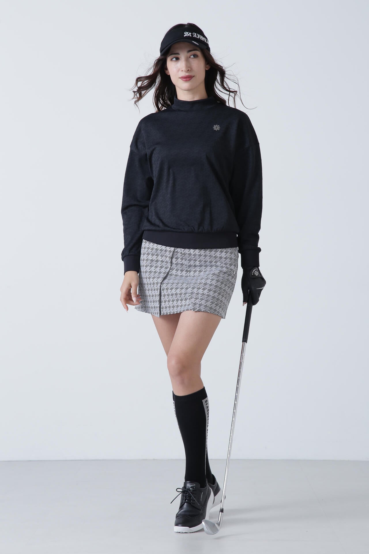 STAドットジャガード長袖ハイネックカットソー (WOMENS)