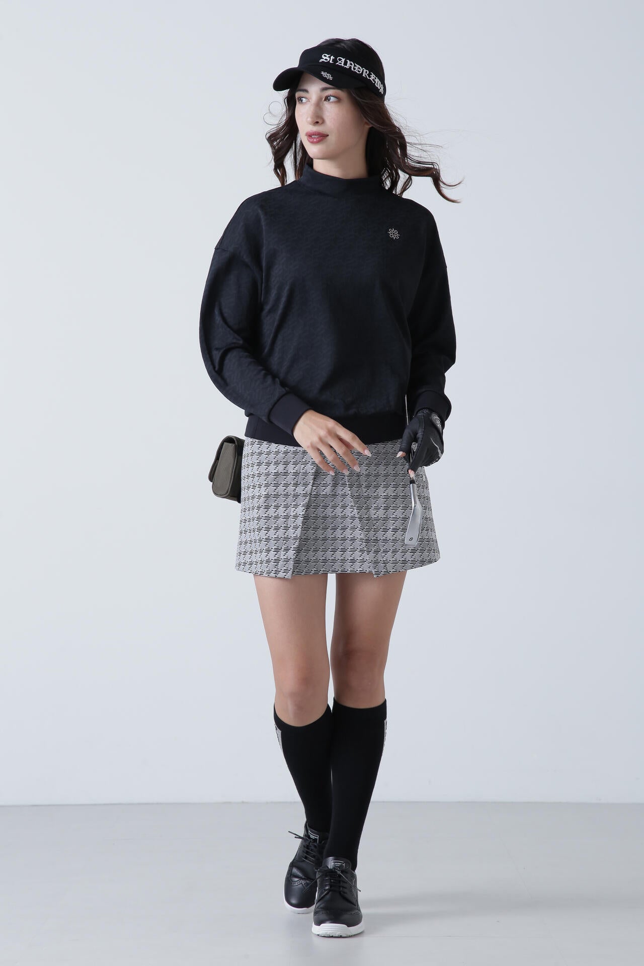 STAドットジャガード長袖ハイネックカットソー (WOMENS)