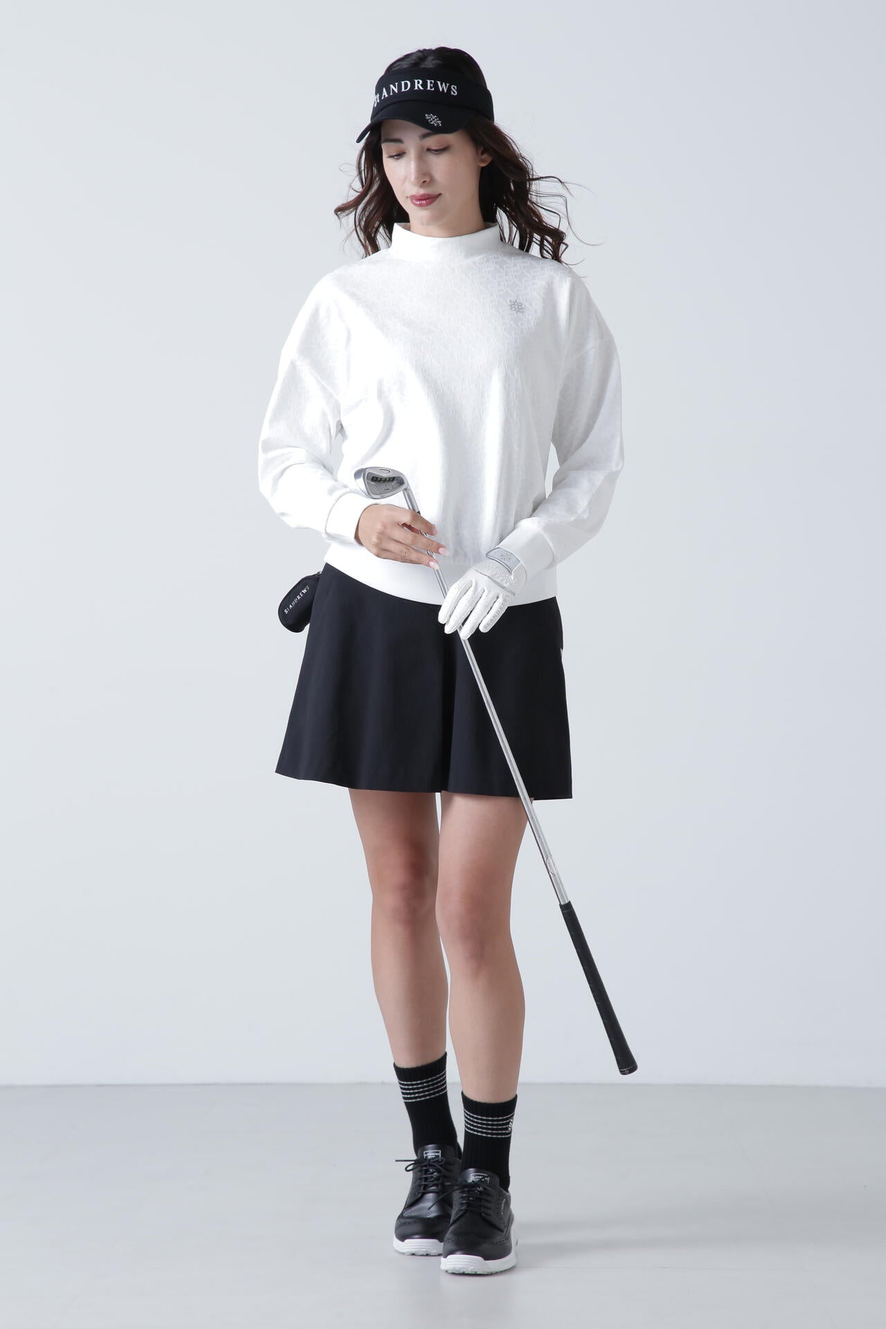 STAドットジャガード長袖ハイネックカットソー (WOMENS)