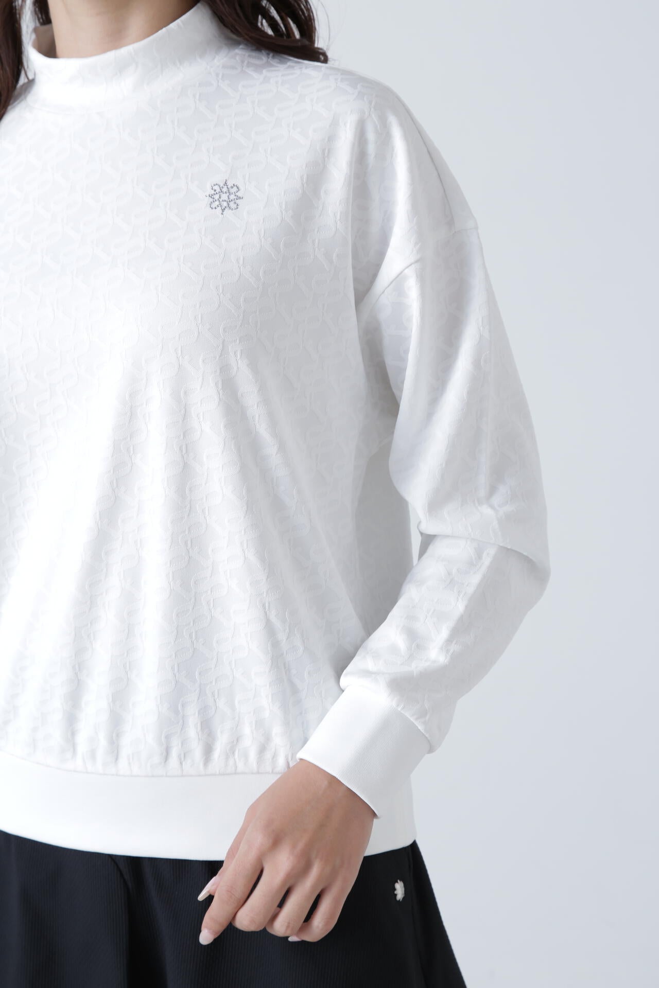 STAドットジャガード長袖ハイネックカットソー (WOMENS)