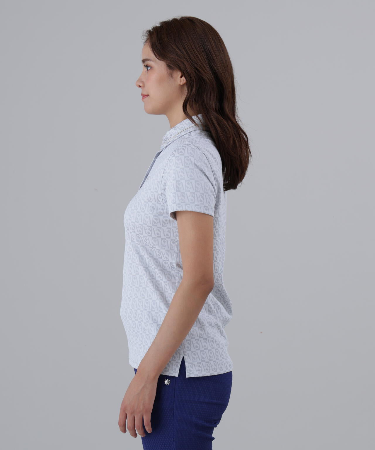 SAスクエアジャガード半袖シャツ (WOMENS)