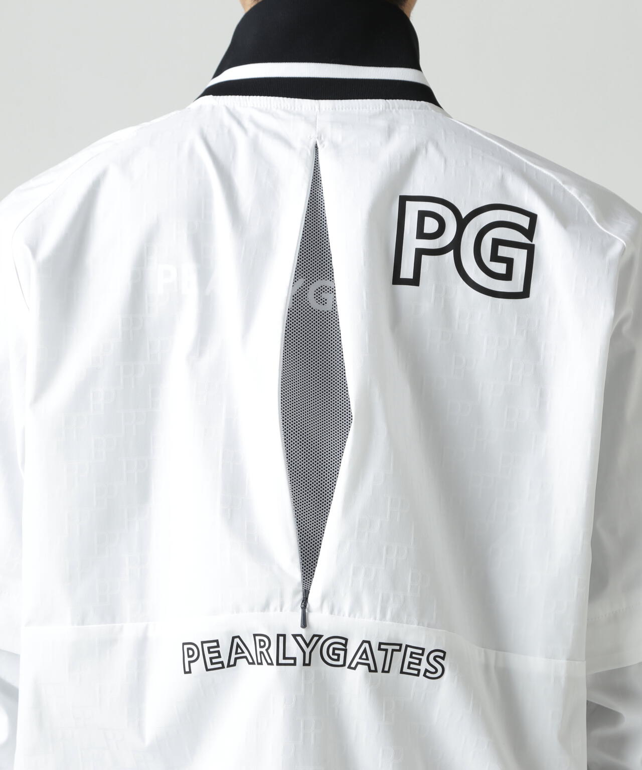 【PG is PG】 ロゴジャガードポリエステルタフタジップアップブルゾン