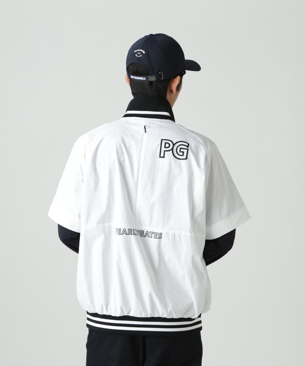 【PG is PG】 ロゴジャガードポリエステルタフタジップアップブルゾン