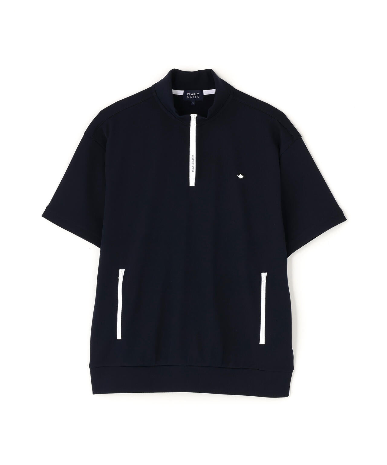 Peトリコットメッシュハーフジップアップカットソー