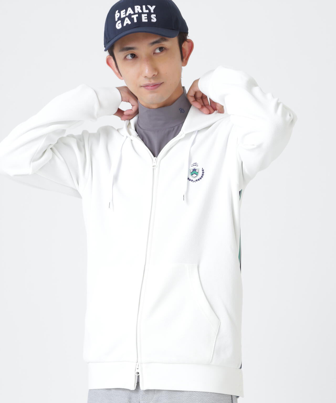 Wハニカムストレッチフルジップフーディ (MENS)