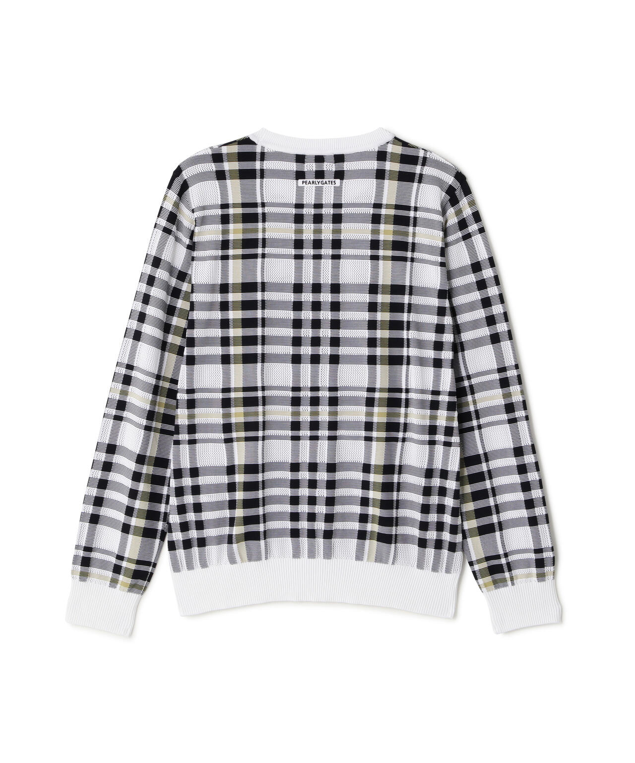 14Gメッシュクルーネックニットプルオーバー <チェック柄> (MENS)
