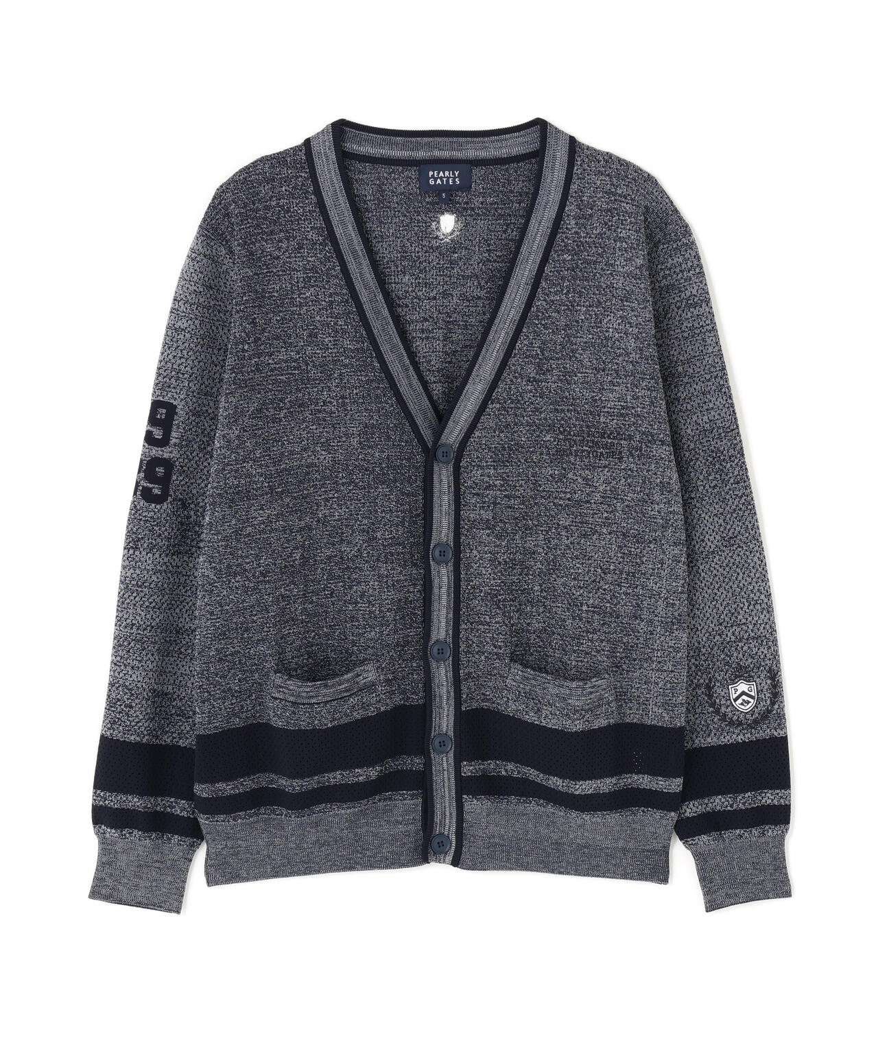 12GVネックニットカーディガン <メッシュ柄> (MENS)