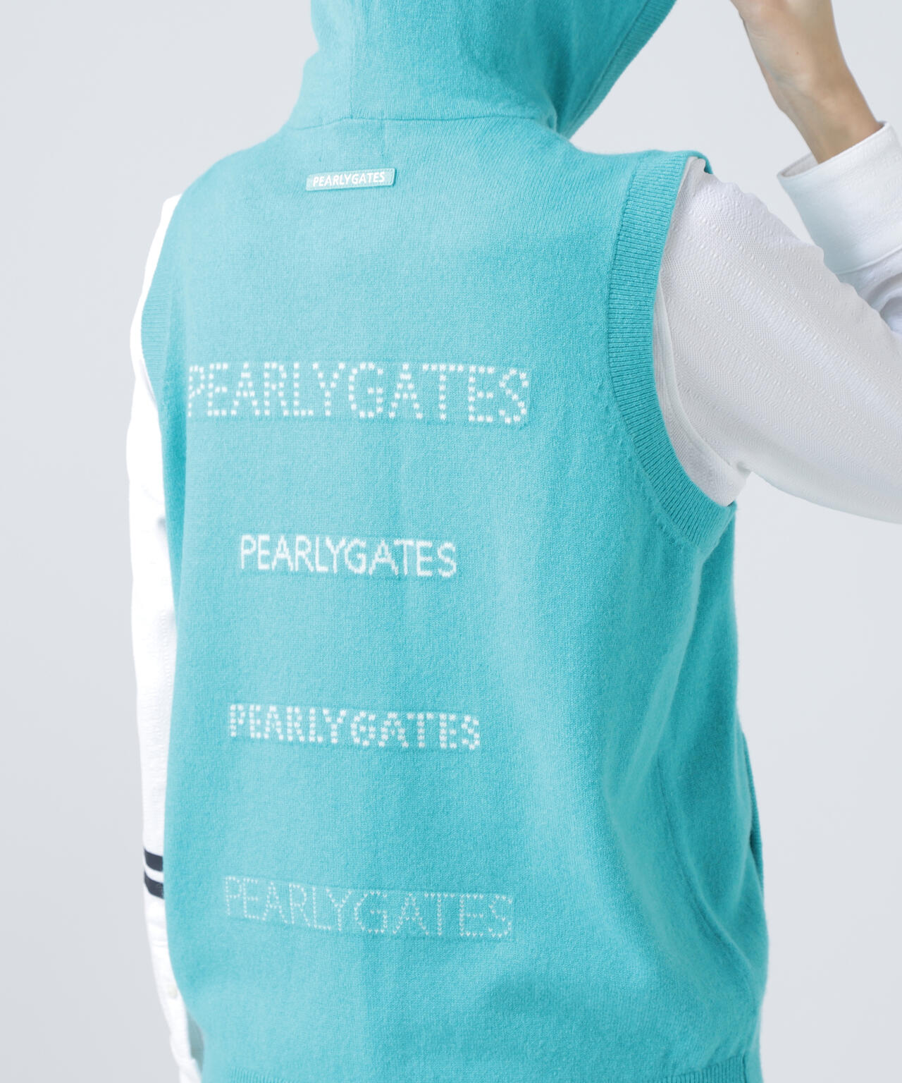 12G部分ジャガードカシミヤ100フルジップニットフーディベスト
