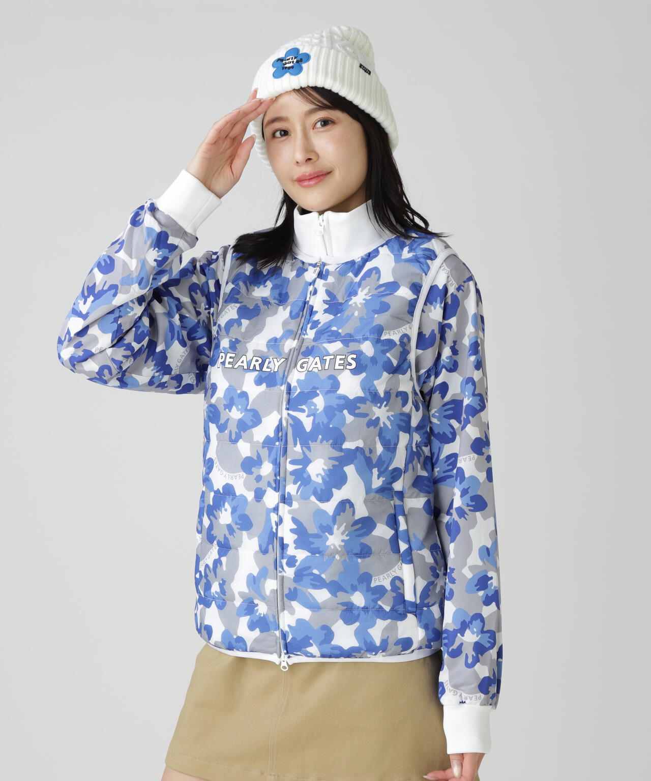 【PG is PG】Nyリップ_タフレックス×サーモトロン中綿ツインブルゾン <ラフ花ロゴ小柄>