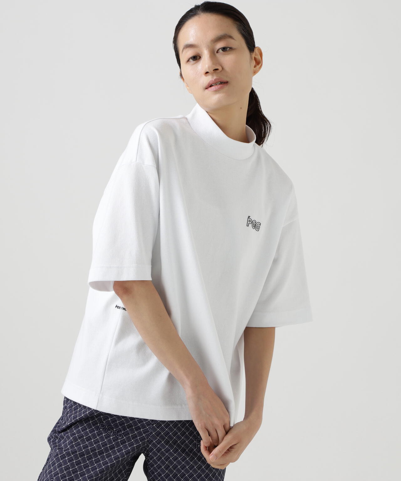 【PGG】【直営店舗&公式オンライン限定】パルパーエコWメッシュ半袖モックネックカットソー (LADIES)
