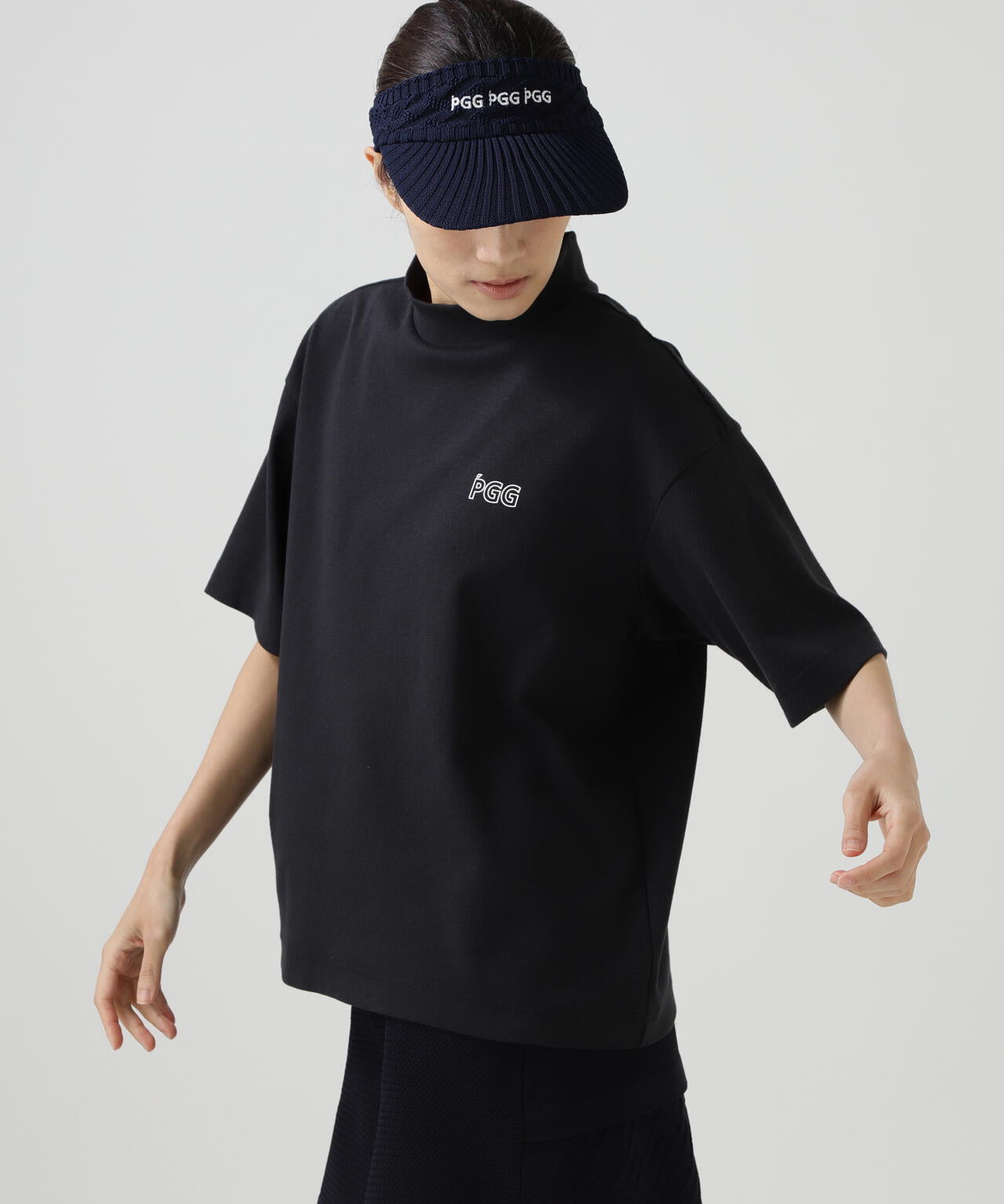 【PGG】【直営店舗&公式オンライン限定】パルパーエコWメッシュ半袖モックネックカットソー (LADIES)