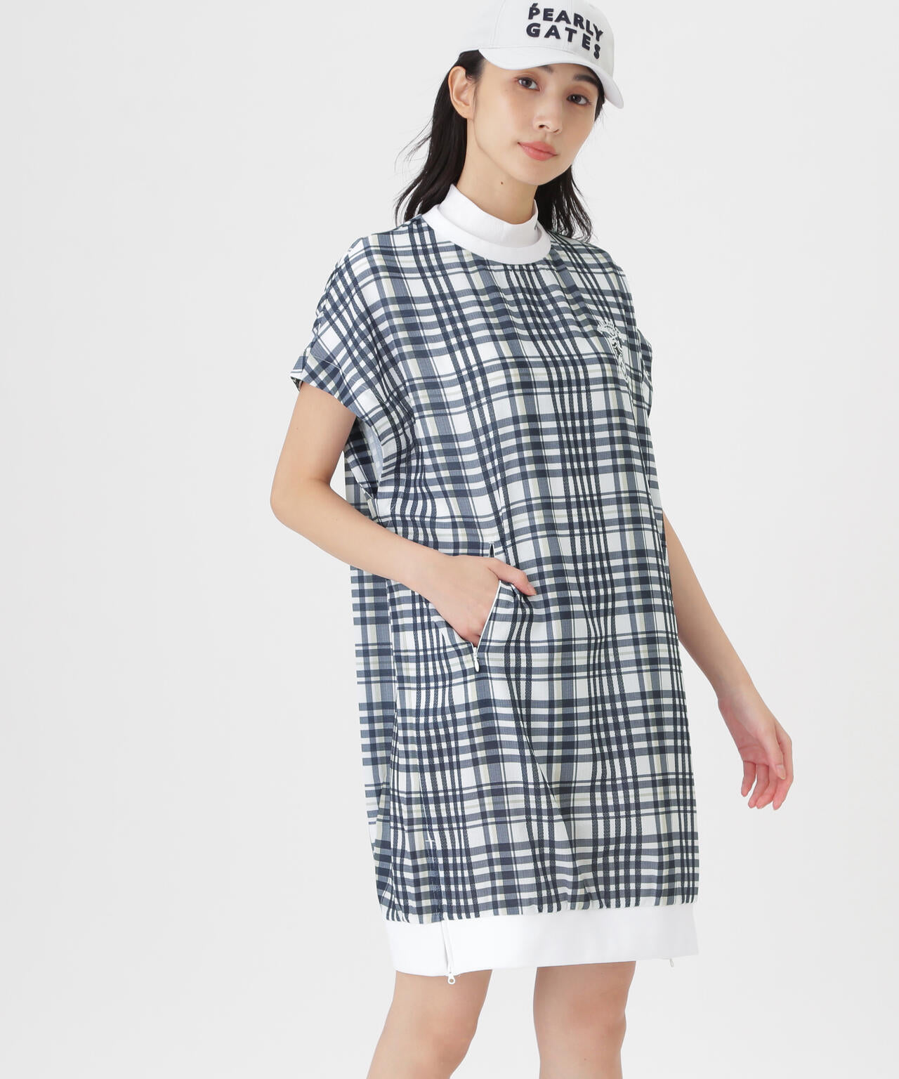 4WAY高通気Wovenフレンチワンピース <チェック柄> (WOMENS)
